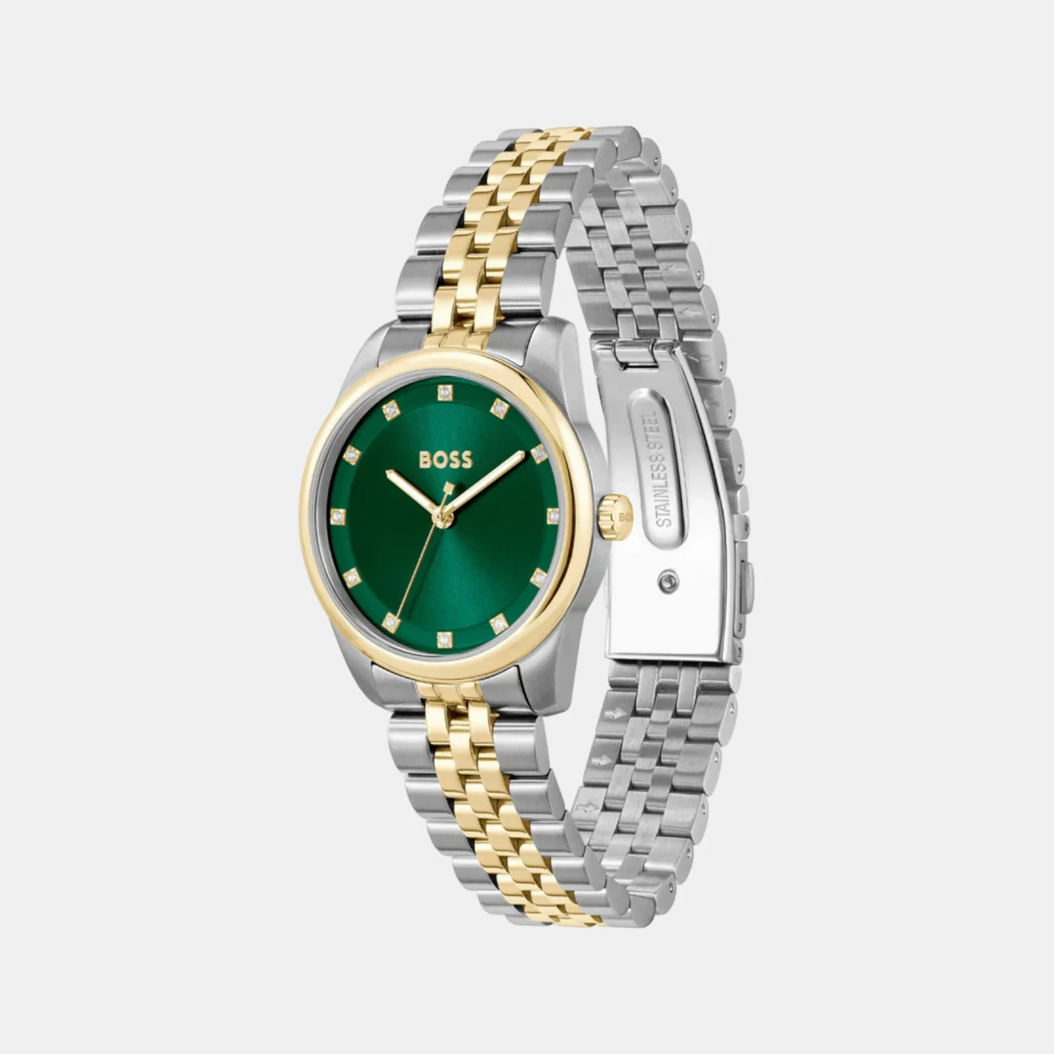 Graceful Precious Women Quartz Green Dial Analog Stainless Steel Watch 1502834 - Image 3