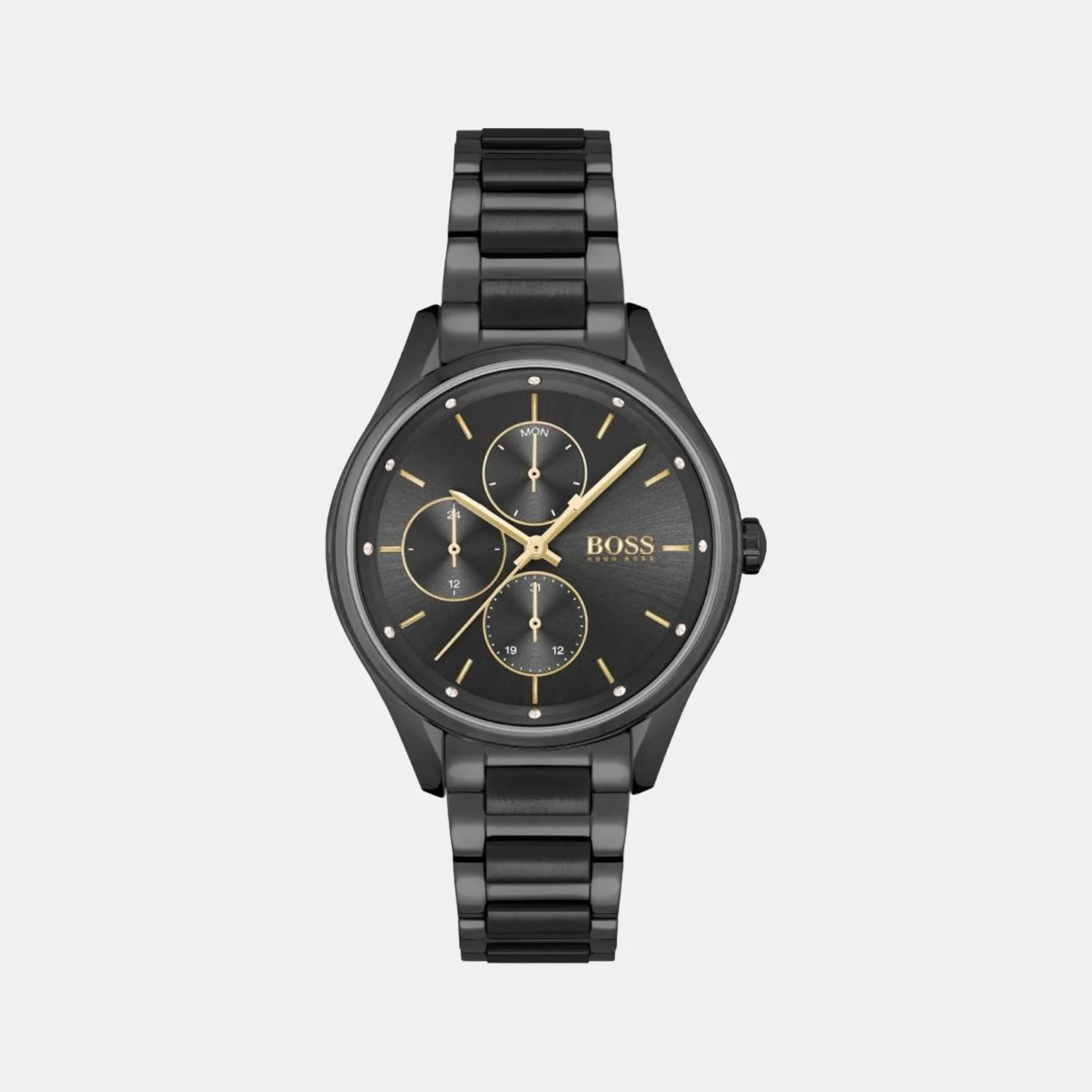 Grand Course Women Quartz Black Dial Analog Stainless Steel Watch 1502605
