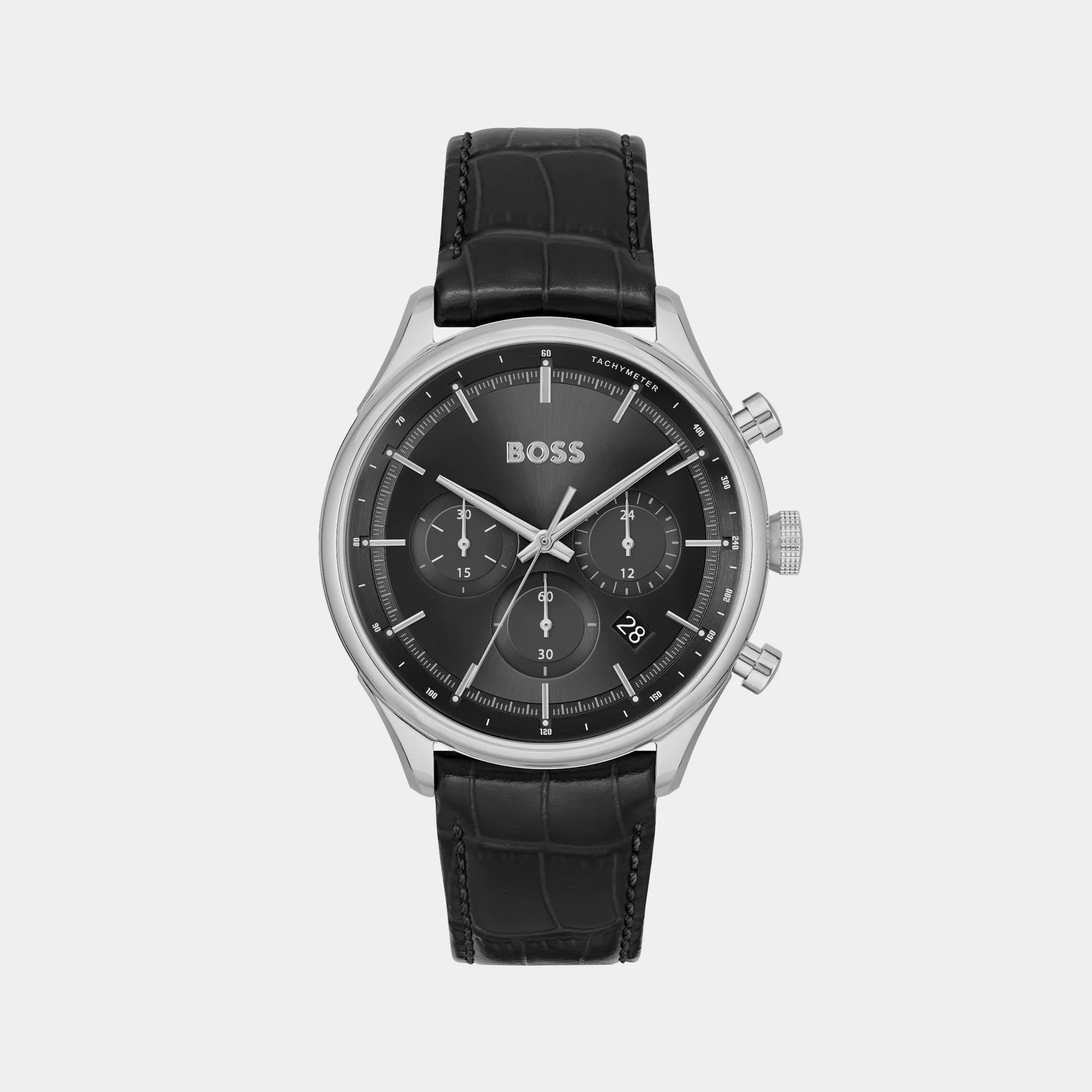 Gregor Men Quartz Black Dial Chronograph Leather Watch 1514049 - Image 2