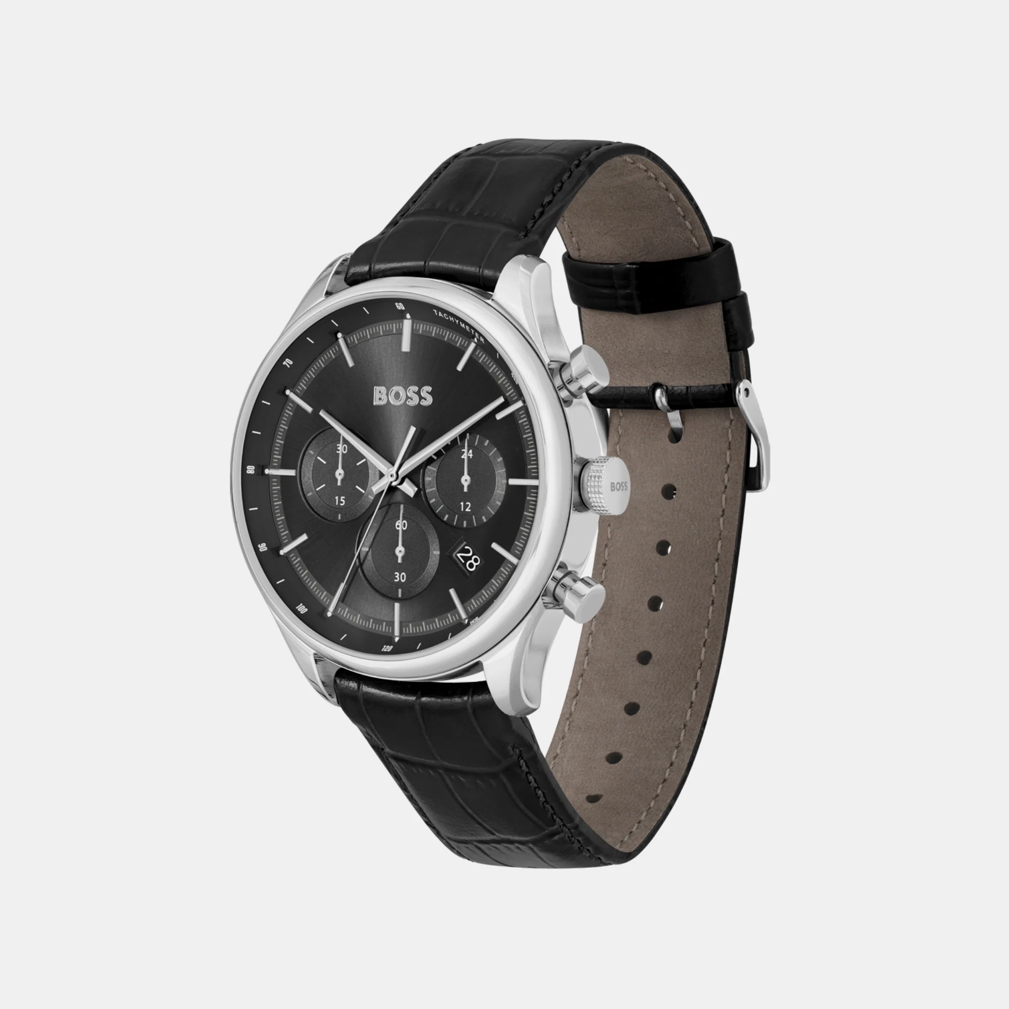 Gregor Men Quartz Black Dial Chronograph Leather Watch 1514049 - Image 3