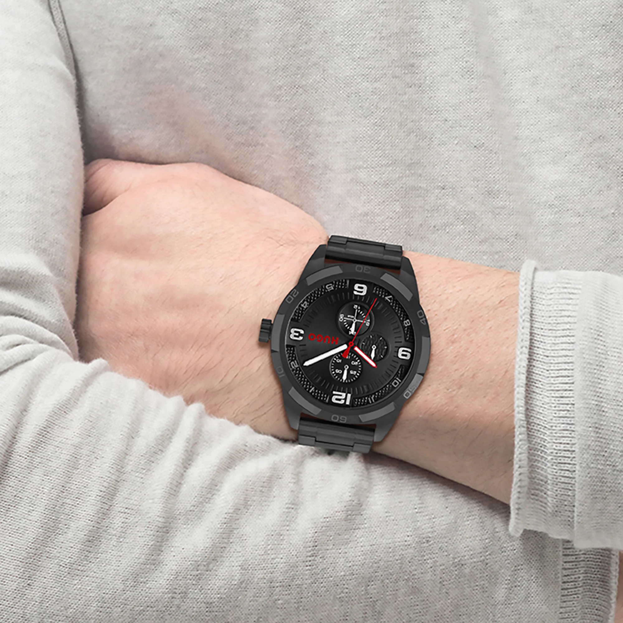 Grip Men Quartz Black Dial Chronograph Stainless Steel Watch 1530279 - Image 2