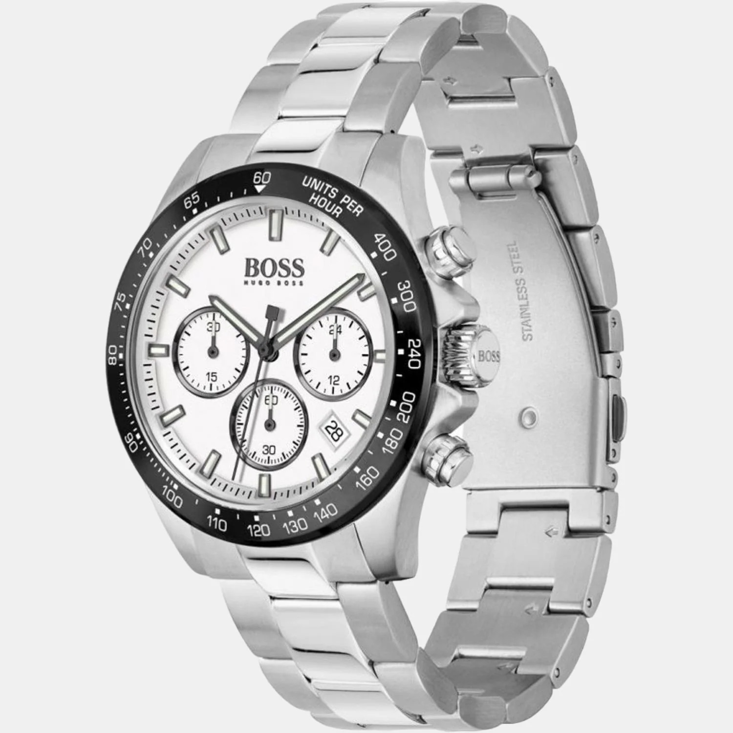 Hero Men Quartz White Dial Chronograph Stainless Steel Watch 1513875 - Image 2