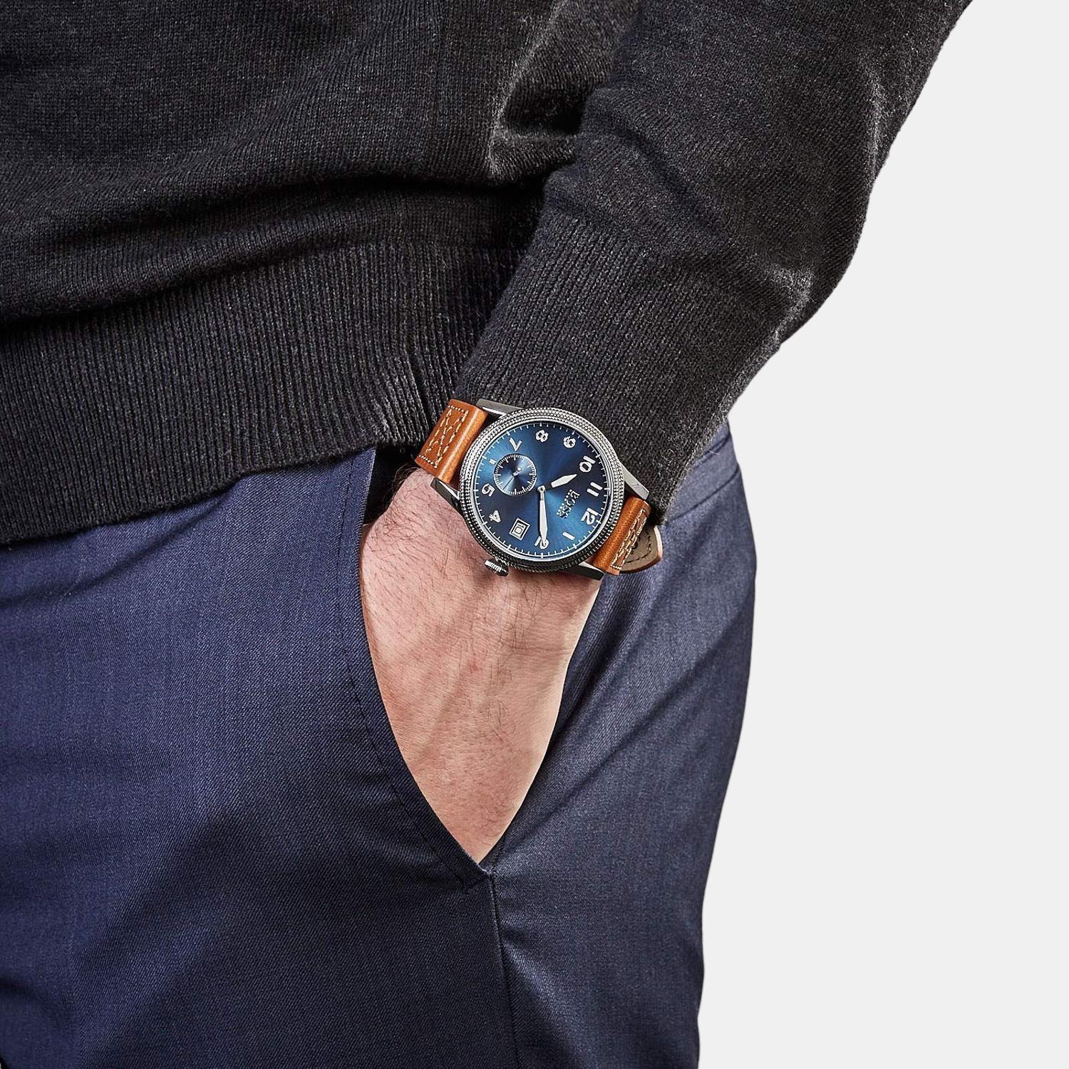 Legacy Men Quartz Blue Dial Analog Leather Watch 1513668 - Image 4