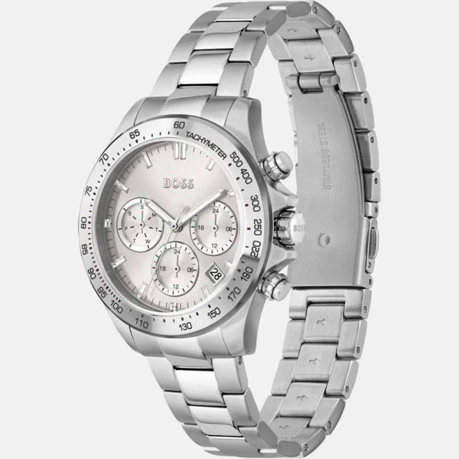 Novia Women Quartz Silver Dial Chronograph Stainless Steel Watch 1502616 - Image 4