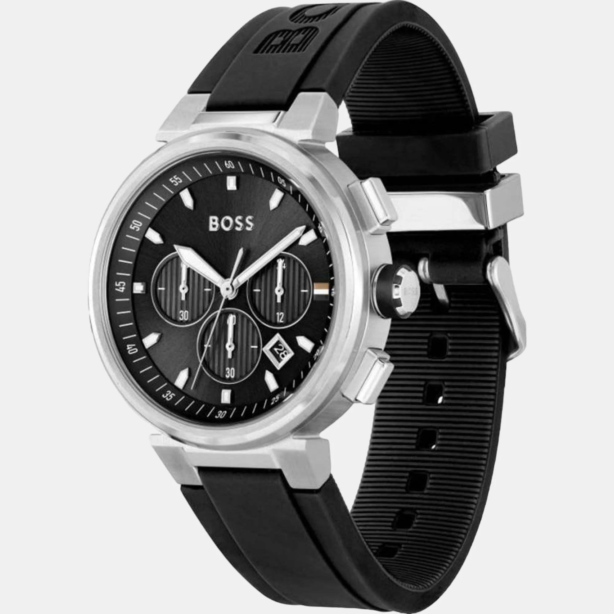 One Men Quartz Black Dial Chronograph Silicone Watch 1513997 - Image 4