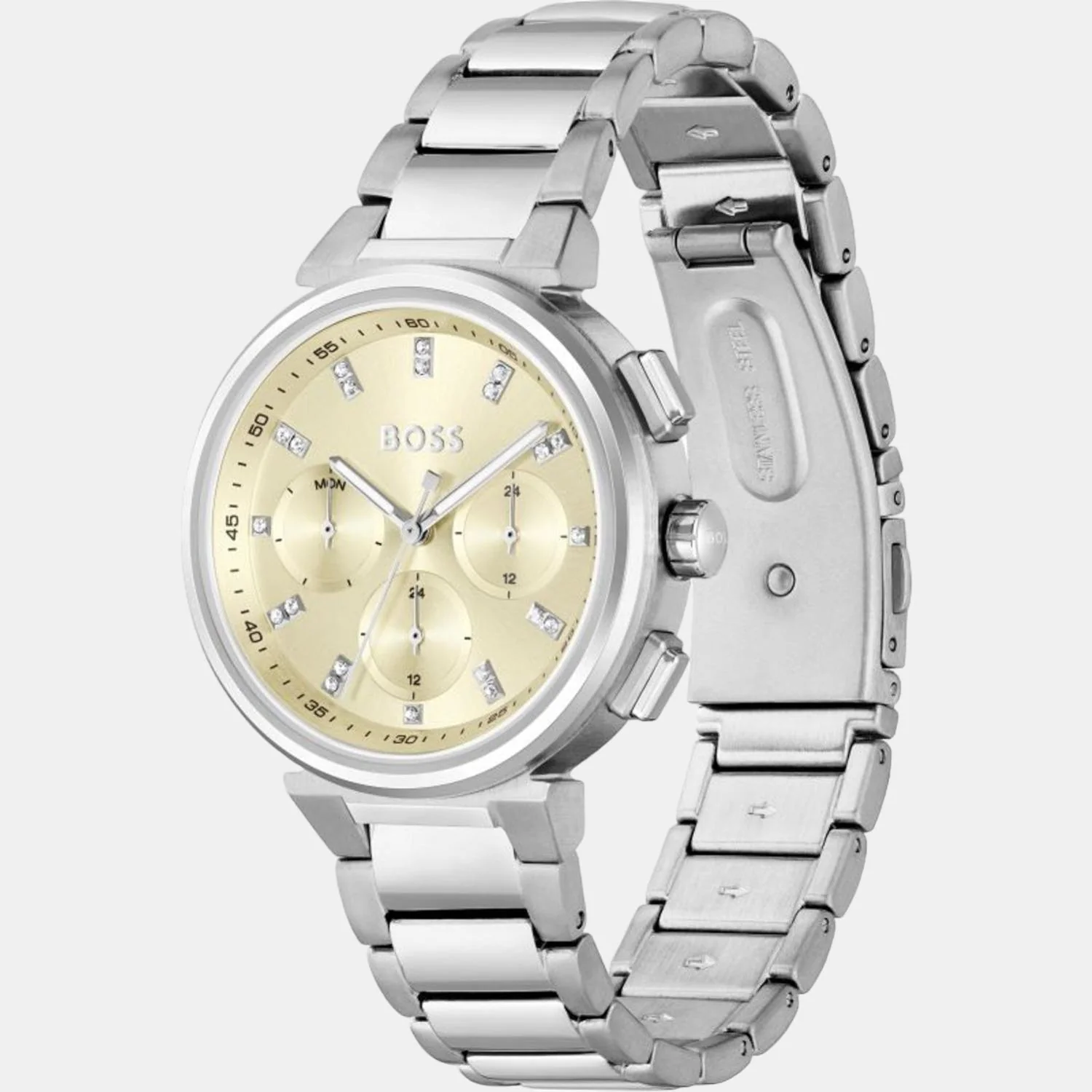 One Women Quartz Gold Dial Chronograph Stainless Steel Watch 1502676 - Image 3