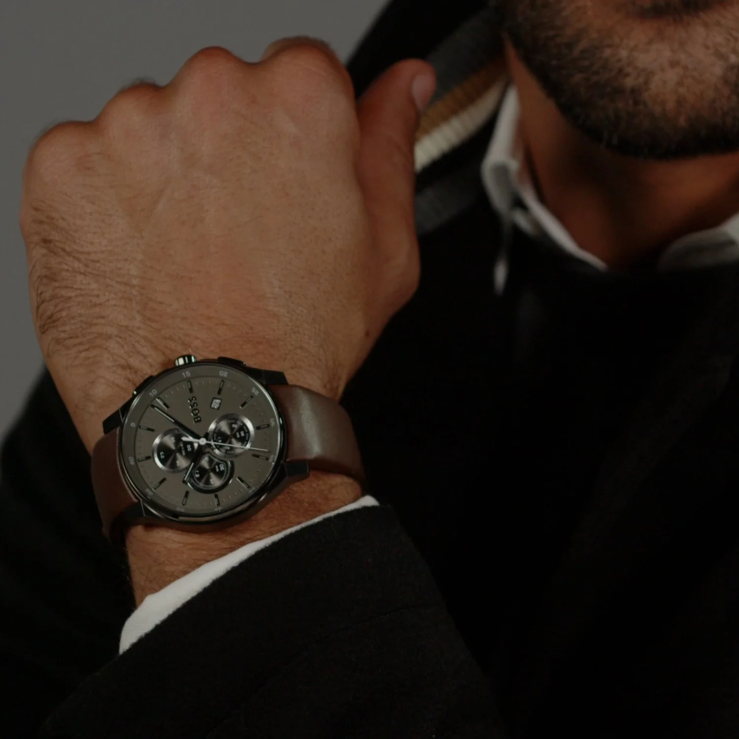 Peak 2.0 Men Quartz Grey Dial Chronograph Leather Watch 1514187 - Image 5