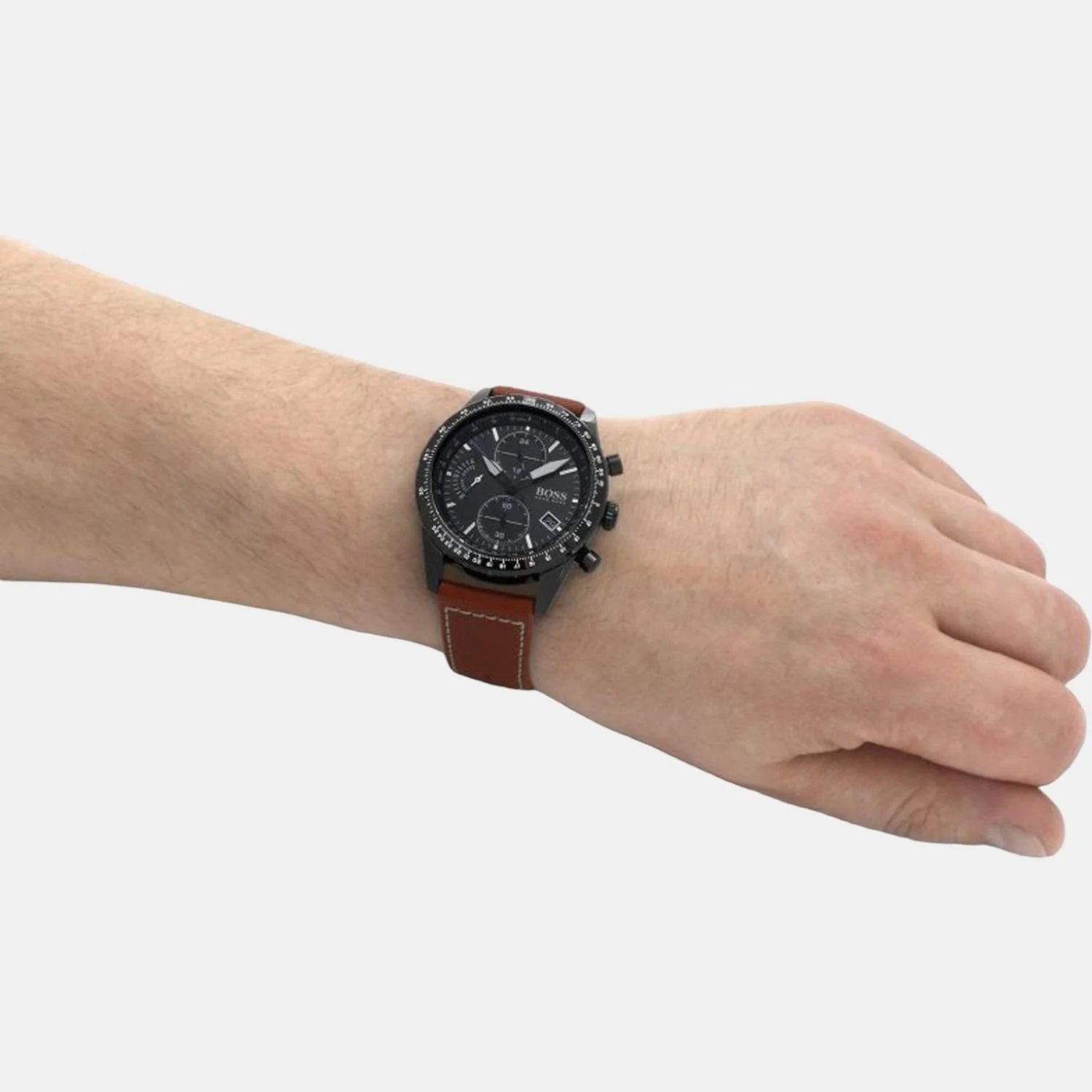 Pilot Edition Men Quartz Black Dial Chronograph Leather Watch 1513851 - Image 2