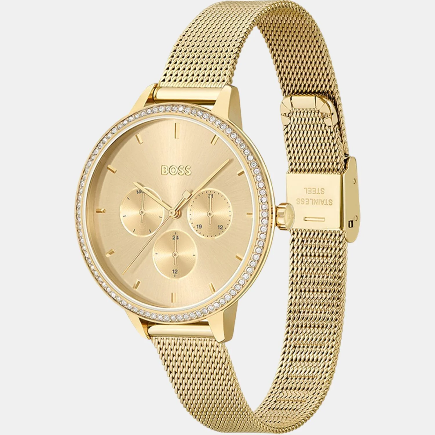 Prime Women Quartz Gold Dial Chronograph Stainless Steel Watch 1502664 - Image 2