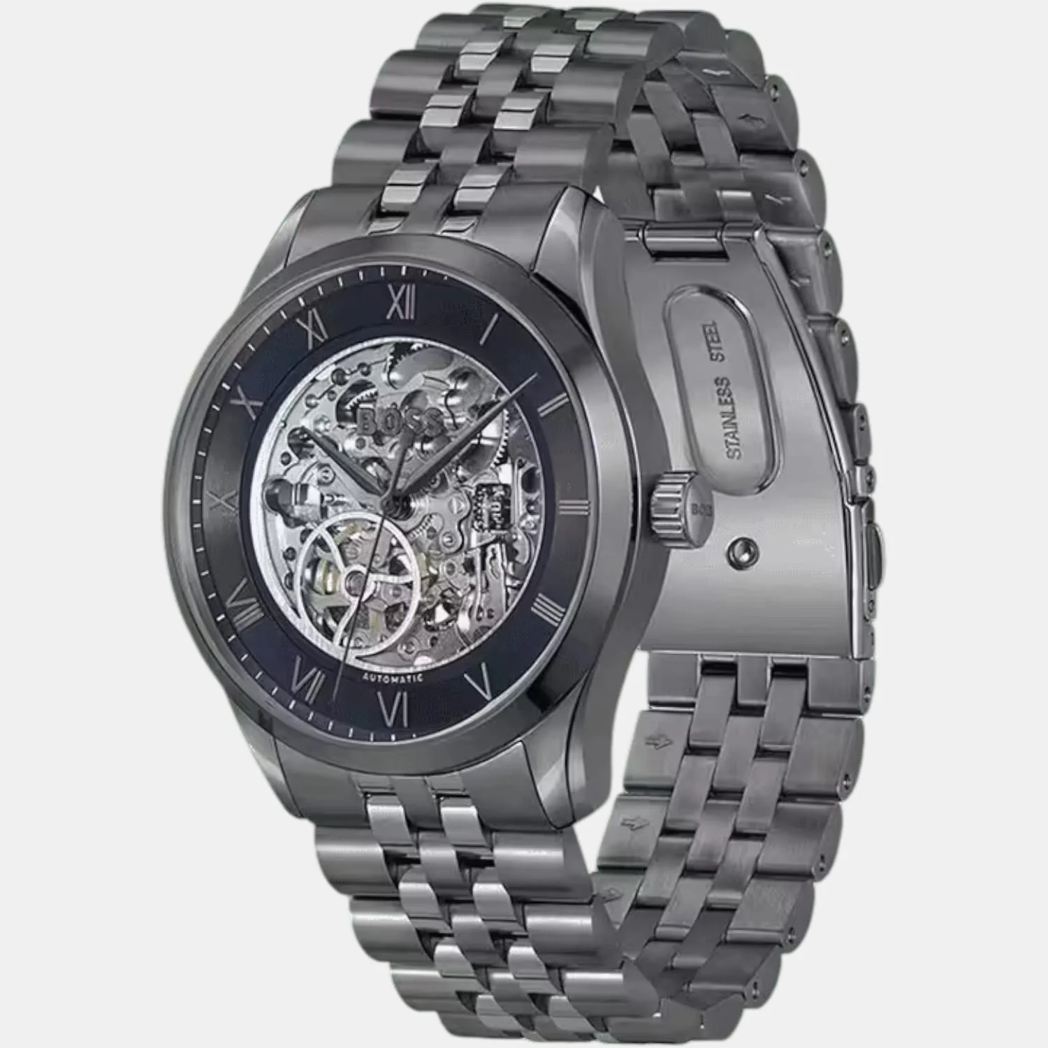 Principle Skeleton Men Automatic Blue Dial Analog Stainless Steel Watch 1514254 - Image 3