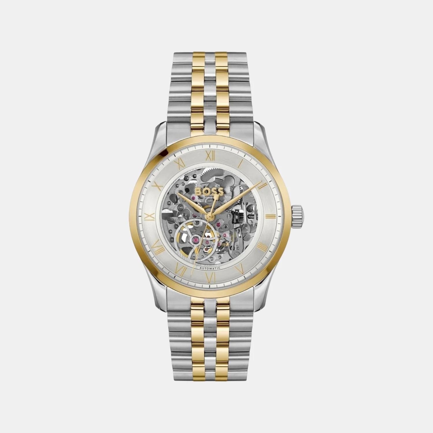 Principle Skeleton Men Automatic Silver & White Dial Analog Stainless Steel Watch 1514237