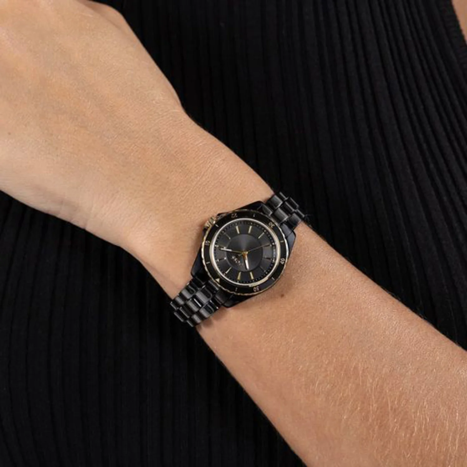 Sage Aqua Men Quartz Black Dial Analog Ceramic Watch 1502851 - Image 5