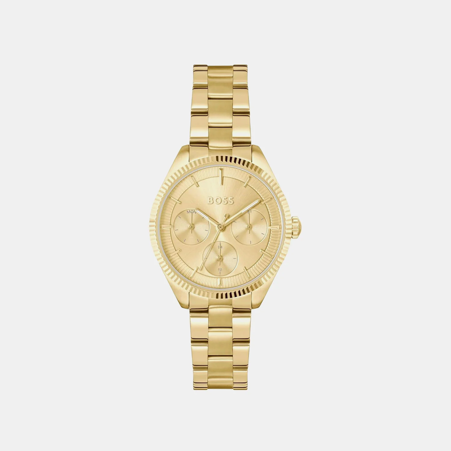 Sage Sport Women Quartz Thin Gold Dial Multi-Function Stainless Steel Watch 1502803