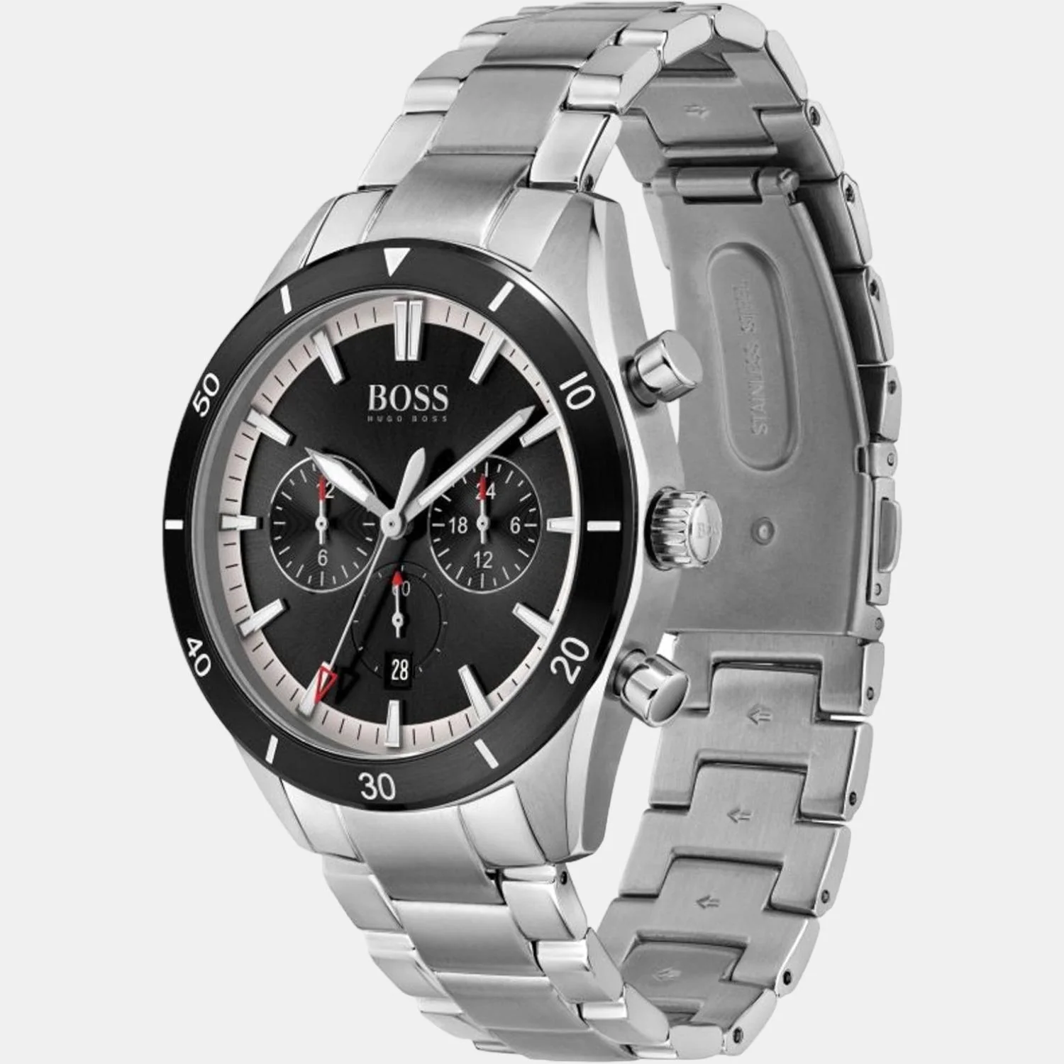 Santiago Men Quartz Black Dial Chronograph Stainless Steel Watch 1513862 - Image 2