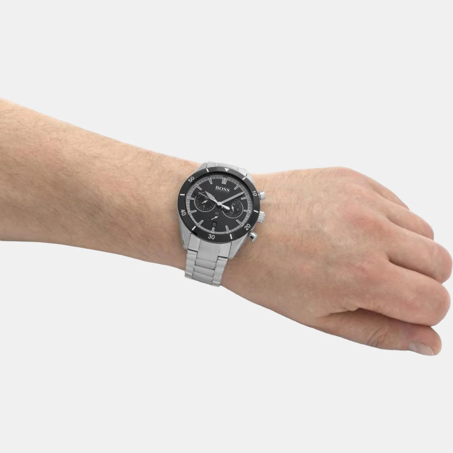 Santiago Men Quartz Black Dial Chronograph Stainless Steel Watch 1513862 - Image 8