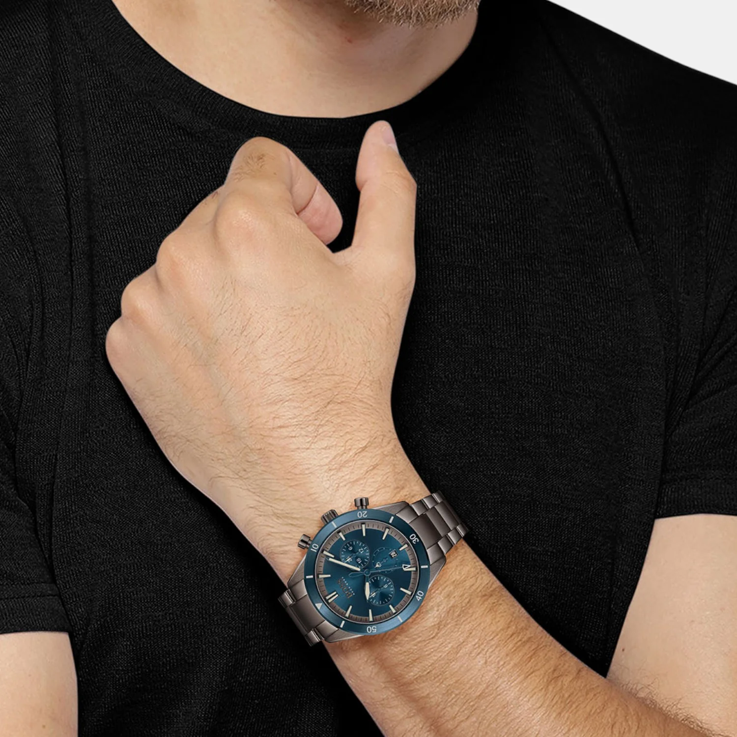 Santiago Men Quartz Blue Dial Chronograph Stainless Steel Watch 1513863 - Image 3