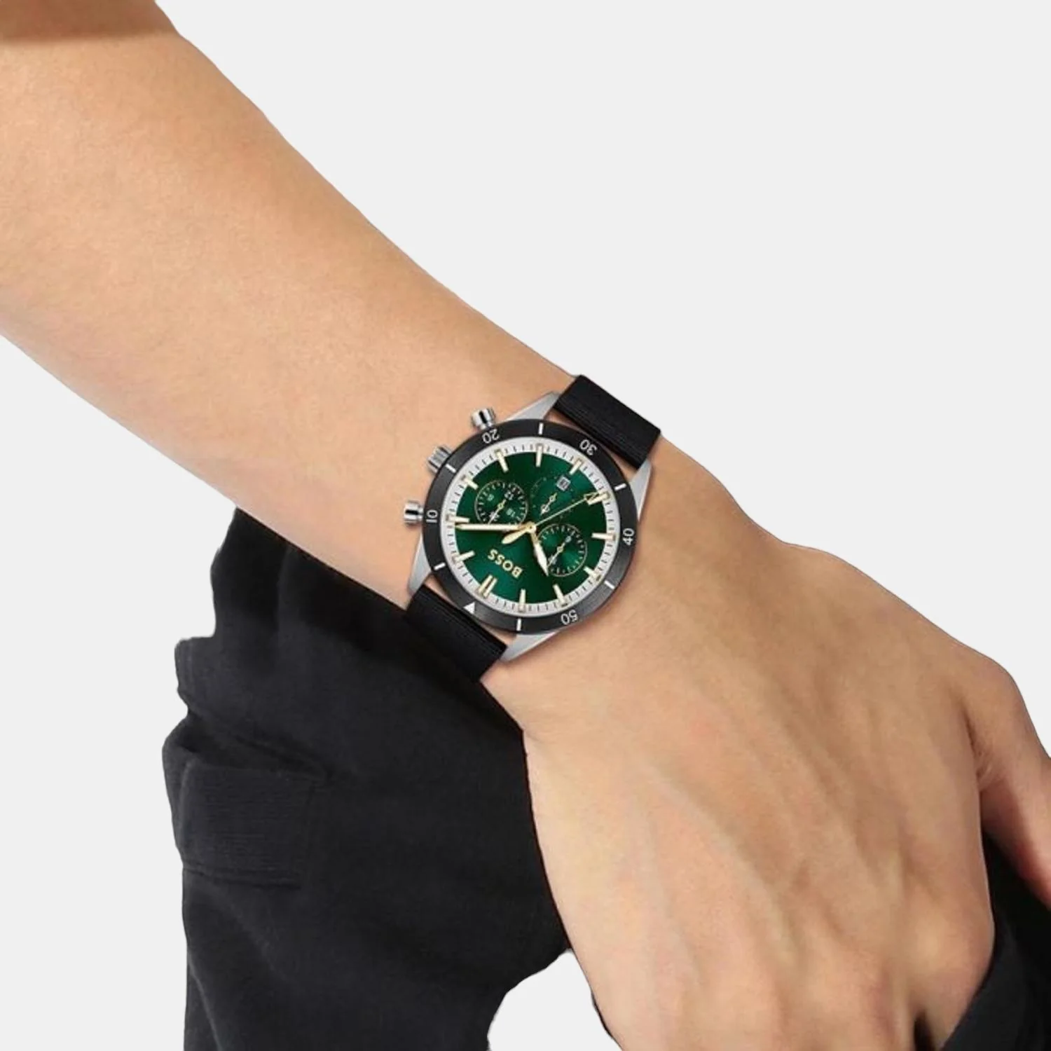 Santiago Men Quartz Green Dial Chronograph Resin Watch 1513936 - Image 4