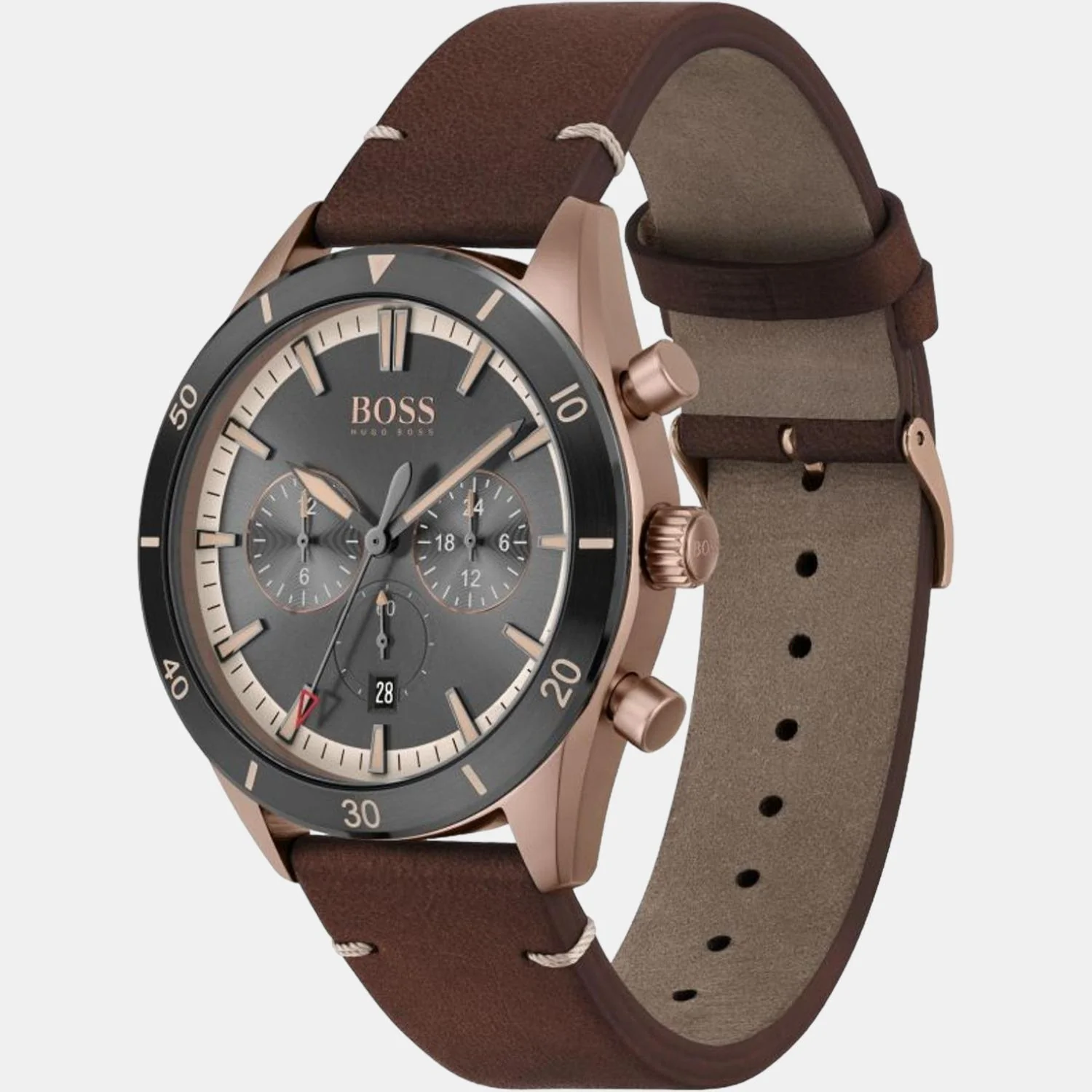 Santiago Men Quartz Grey Dial Analog Leather Watch 1513861 - Image 3