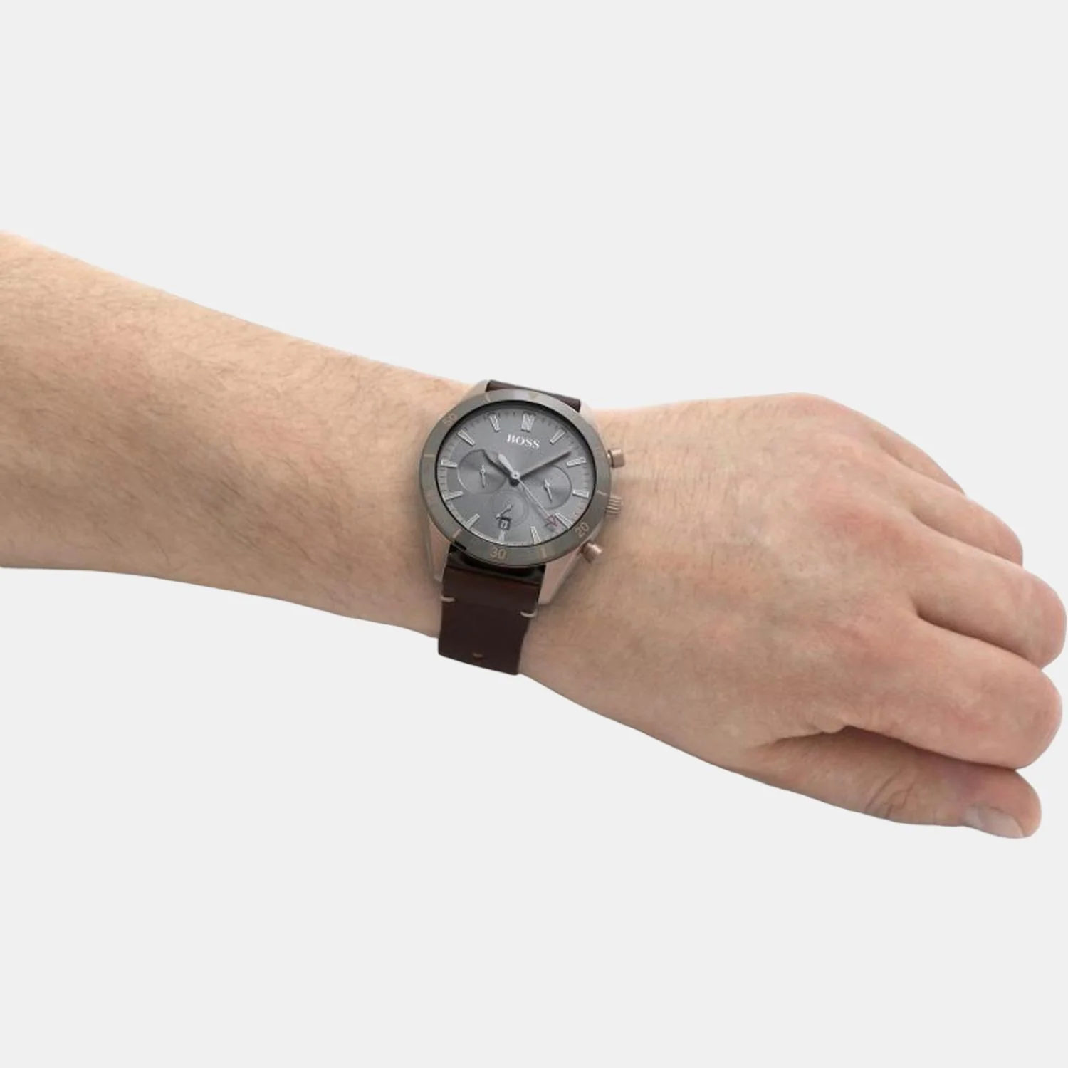 Santiago Men Quartz Grey Dial Analog Leather Watch 1513861 - Image 4