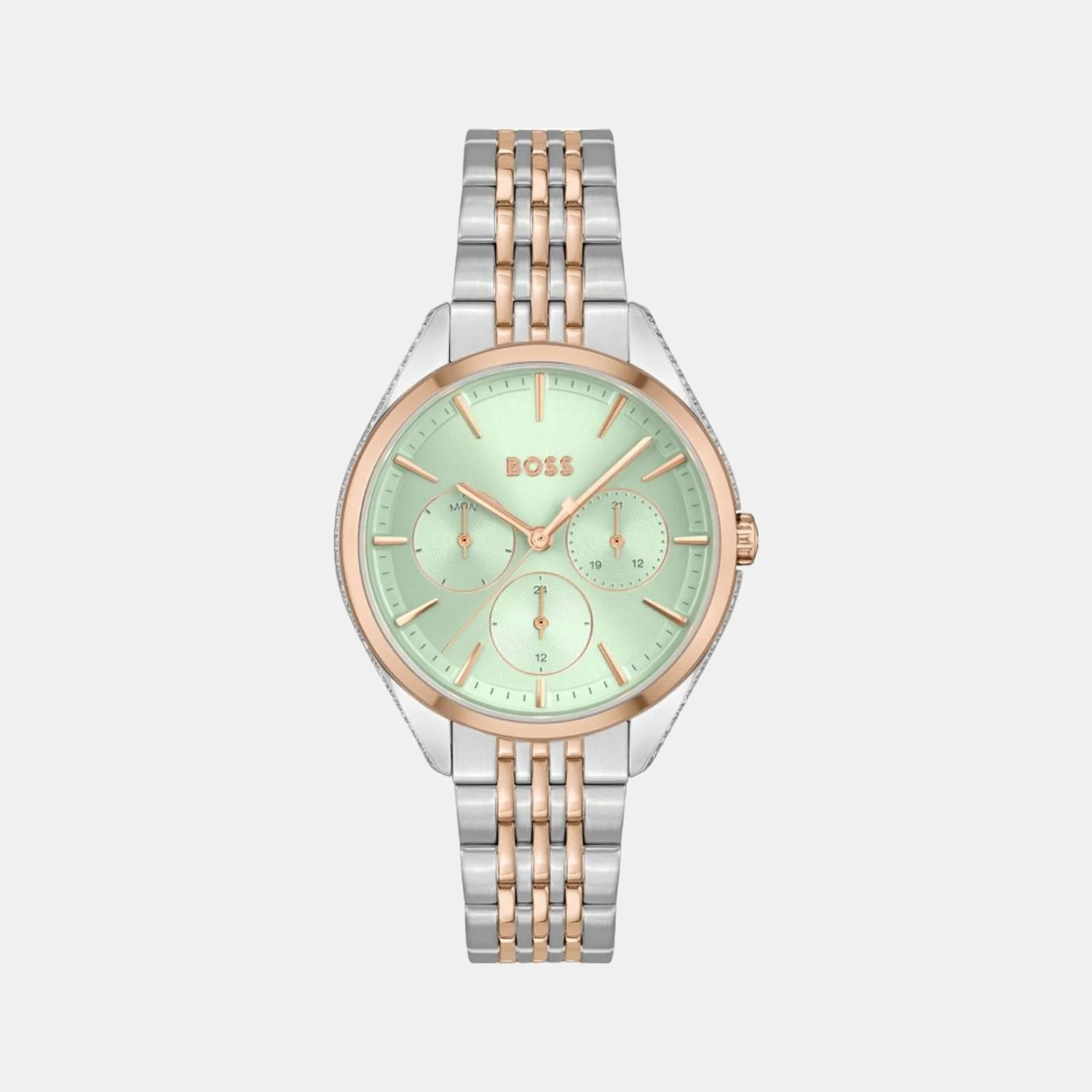 Saya Women Quartz Green Dial Chronograph Stainless Steel Watch 1502641