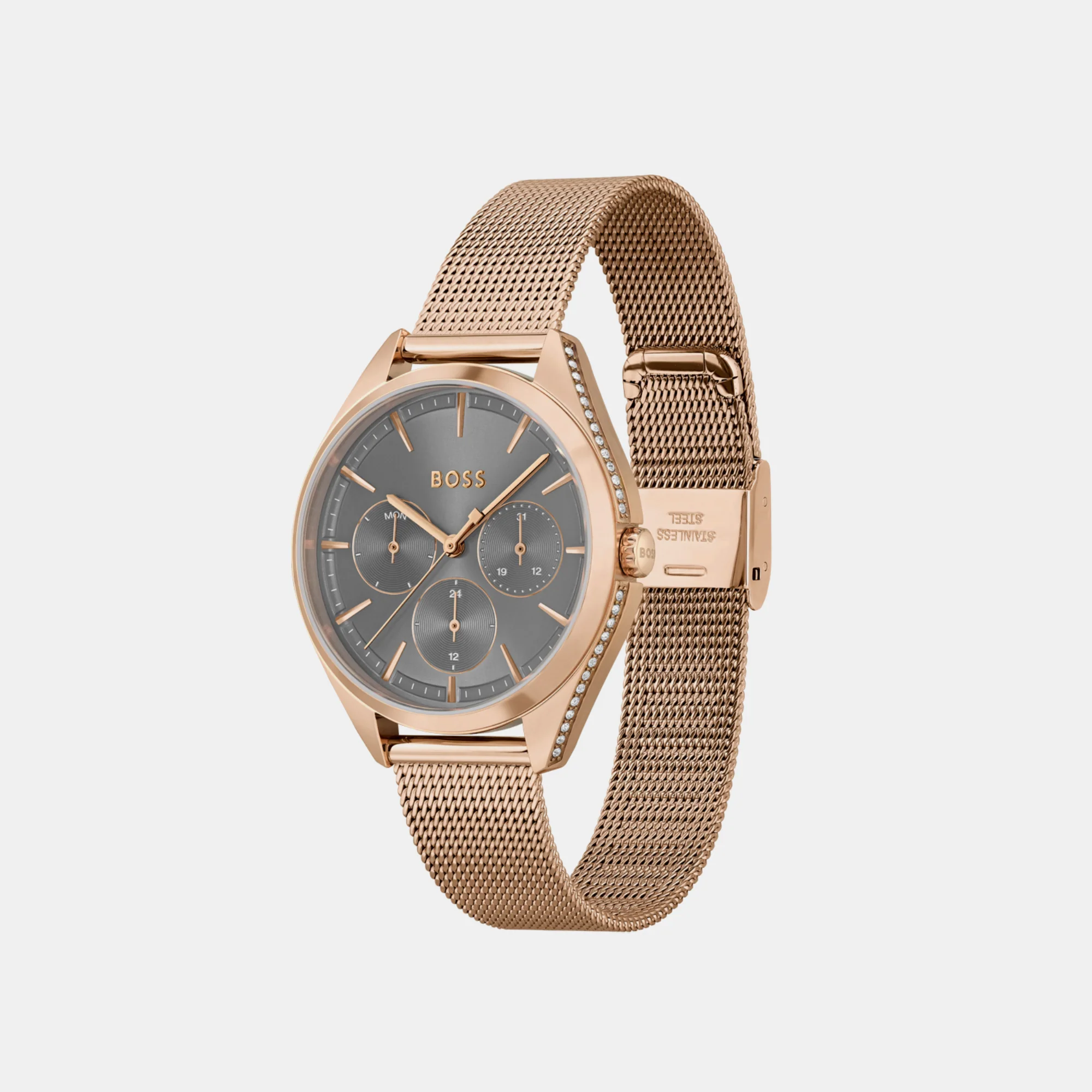 Saya Women Quartz Grey Dial Chronograph Mesh Watch 1502639 - Image 3
