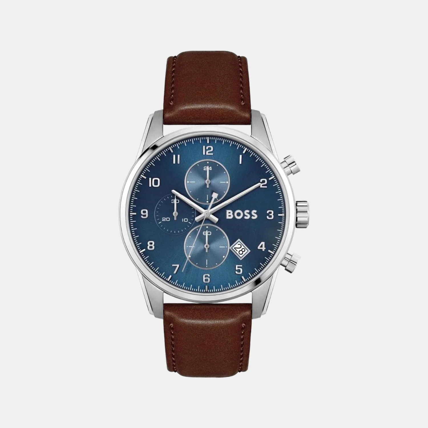 Skymaster Men Quartz Blue Dial Chronograph Leather Watch 1513940