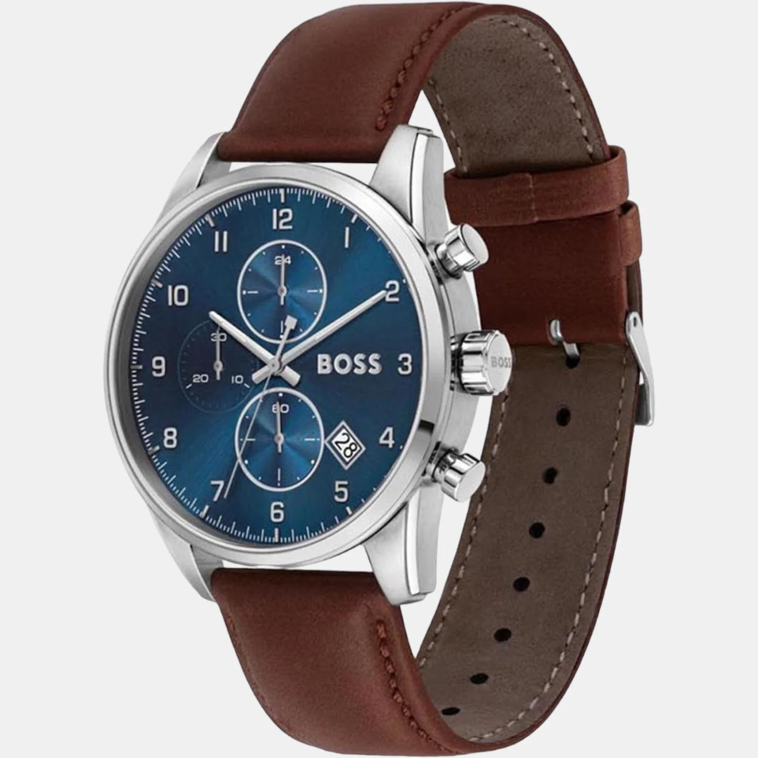 Skymaster Men Quartz Blue Dial Chronograph Leather Watch 1513940 - Image 3