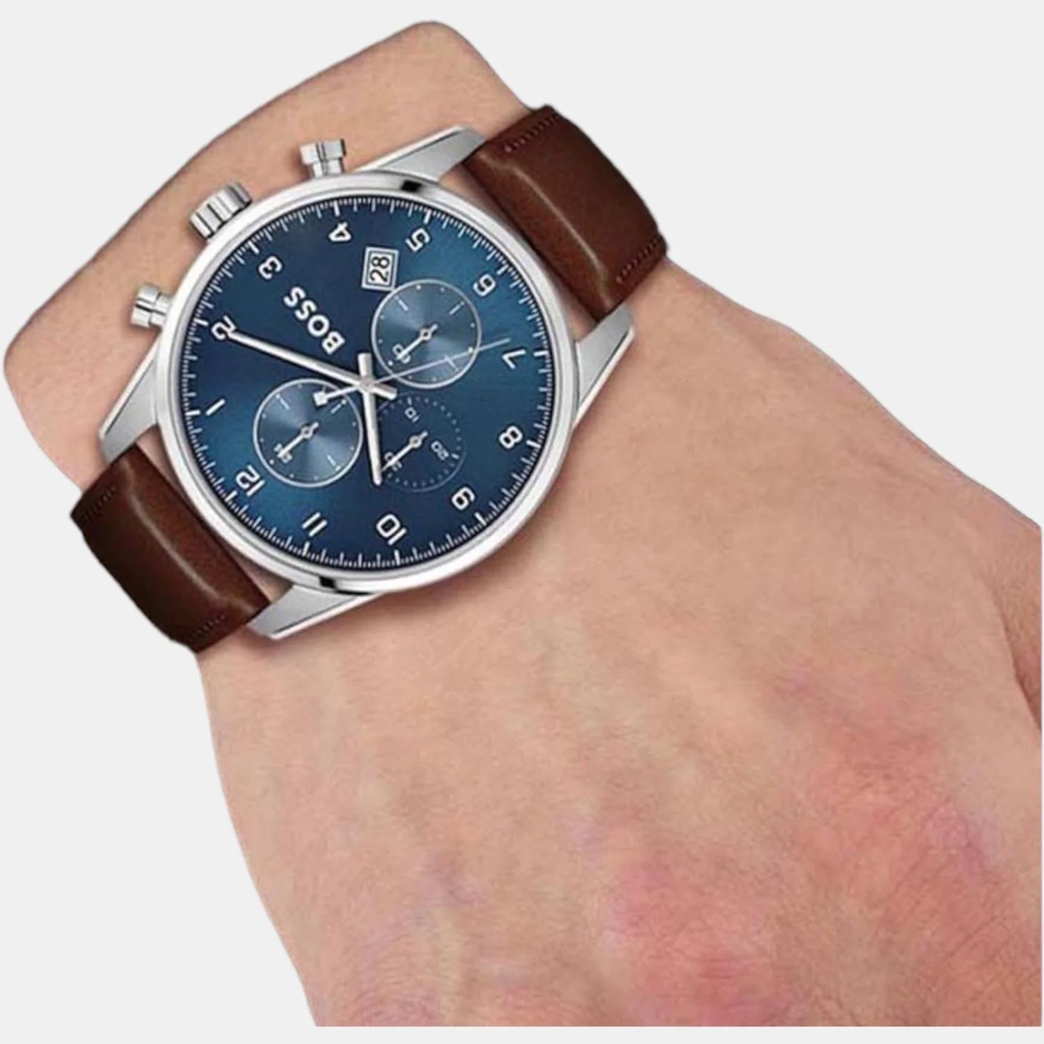 Skymaster Men Quartz Blue Dial Chronograph Leather Watch 1513940 - Image 4