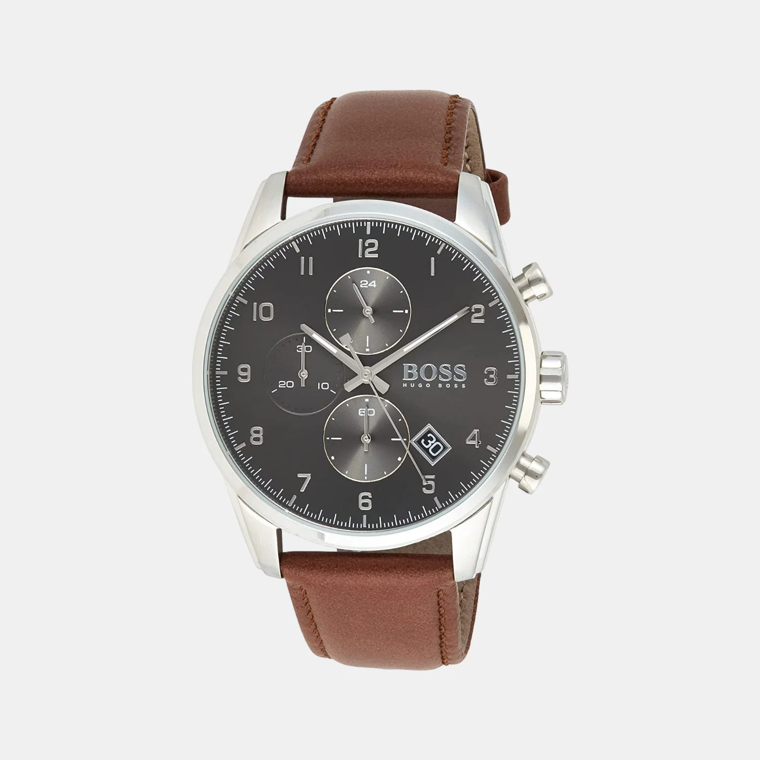 Skymaster Men Quartz Grey Dial Analog Leather Watch 1513787