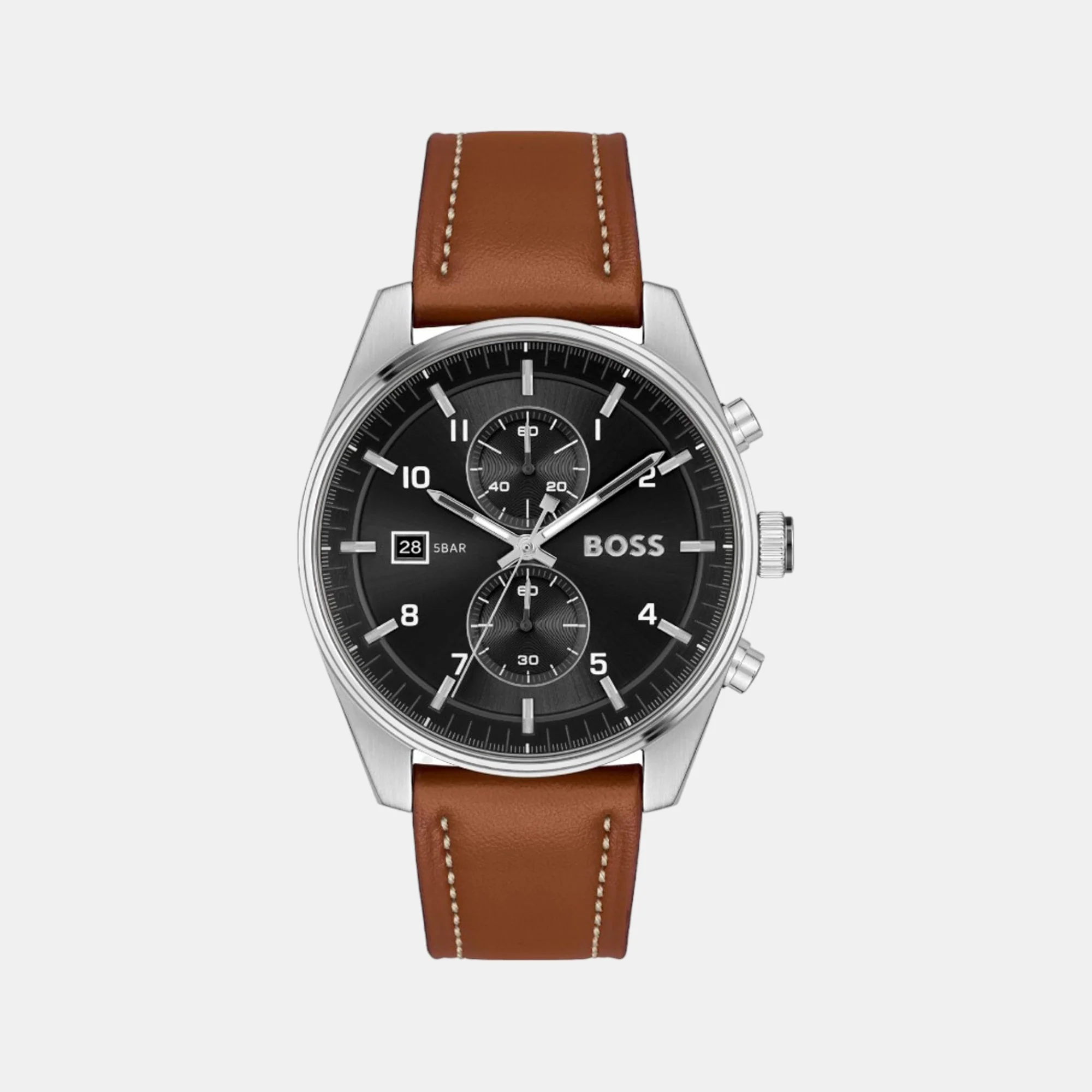 Skytraveller Men Quartz Black Dial Chronograph Leather Watch 1514161