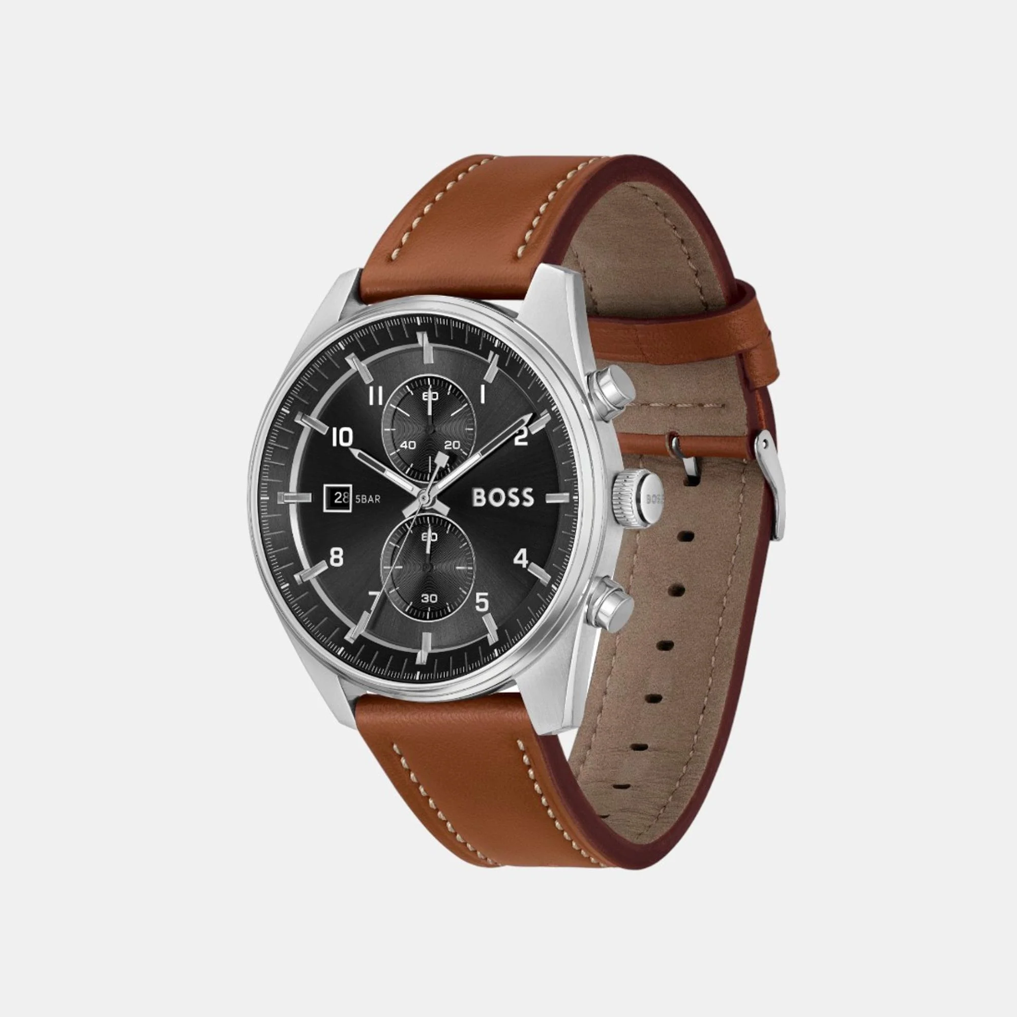 Skytraveller Men Quartz Black Dial Chronograph Leather Watch 1514161 - Image 2
