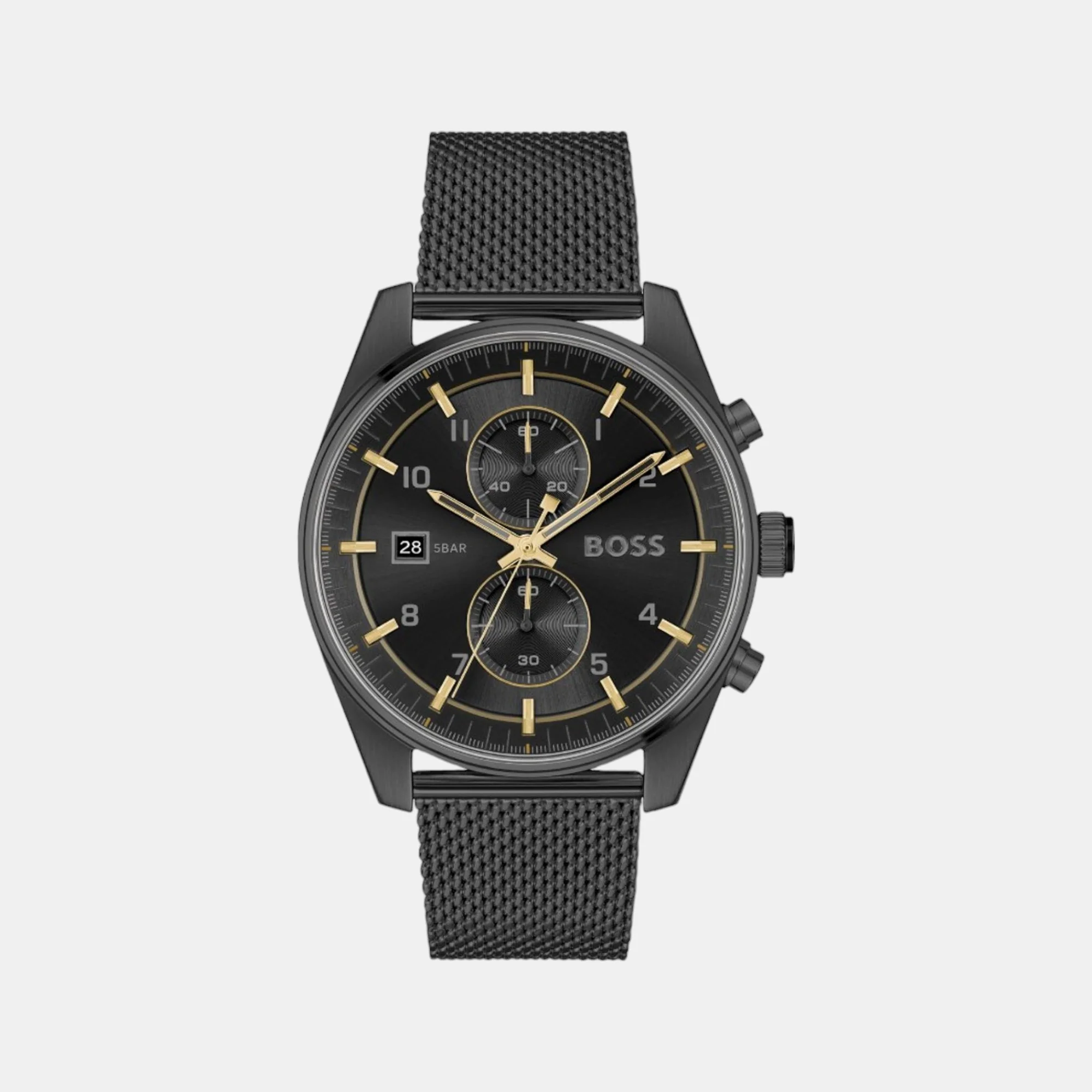 Skytraveller Men Quartz Black Dial Chronograph Mesh Watch 1514150