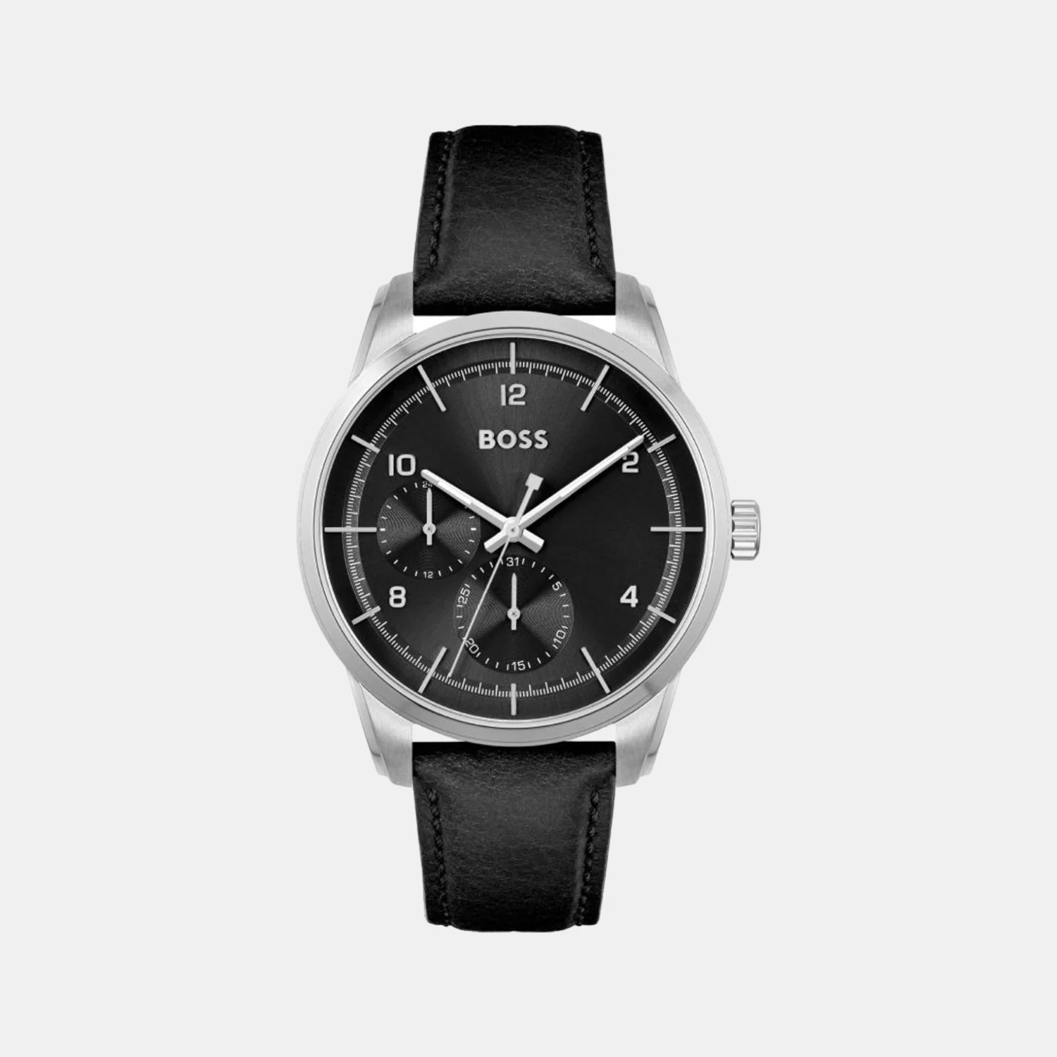 Sophio Men Quartz Black Dial Chronograph Leather Watch 1513941