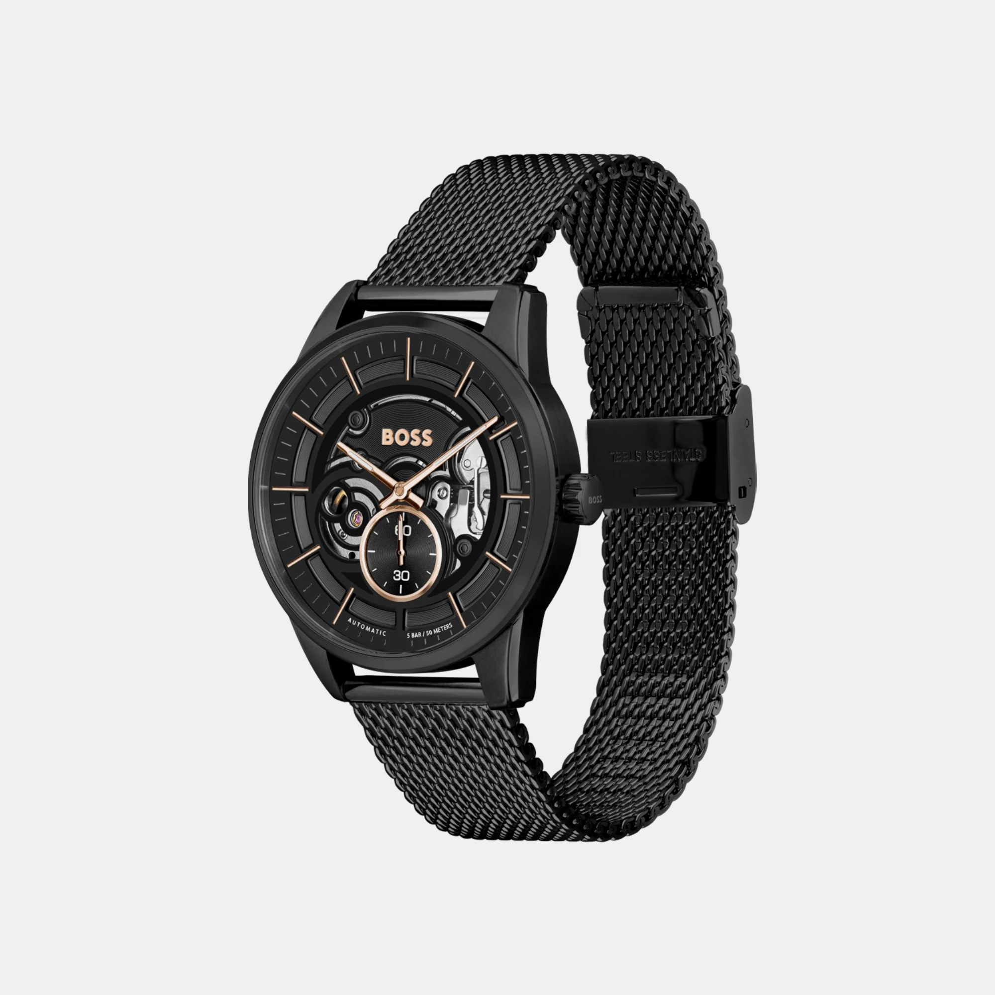 Sophio Men Quartz Black Dial Chronograph Mesh Watch 1514035 - Image 3