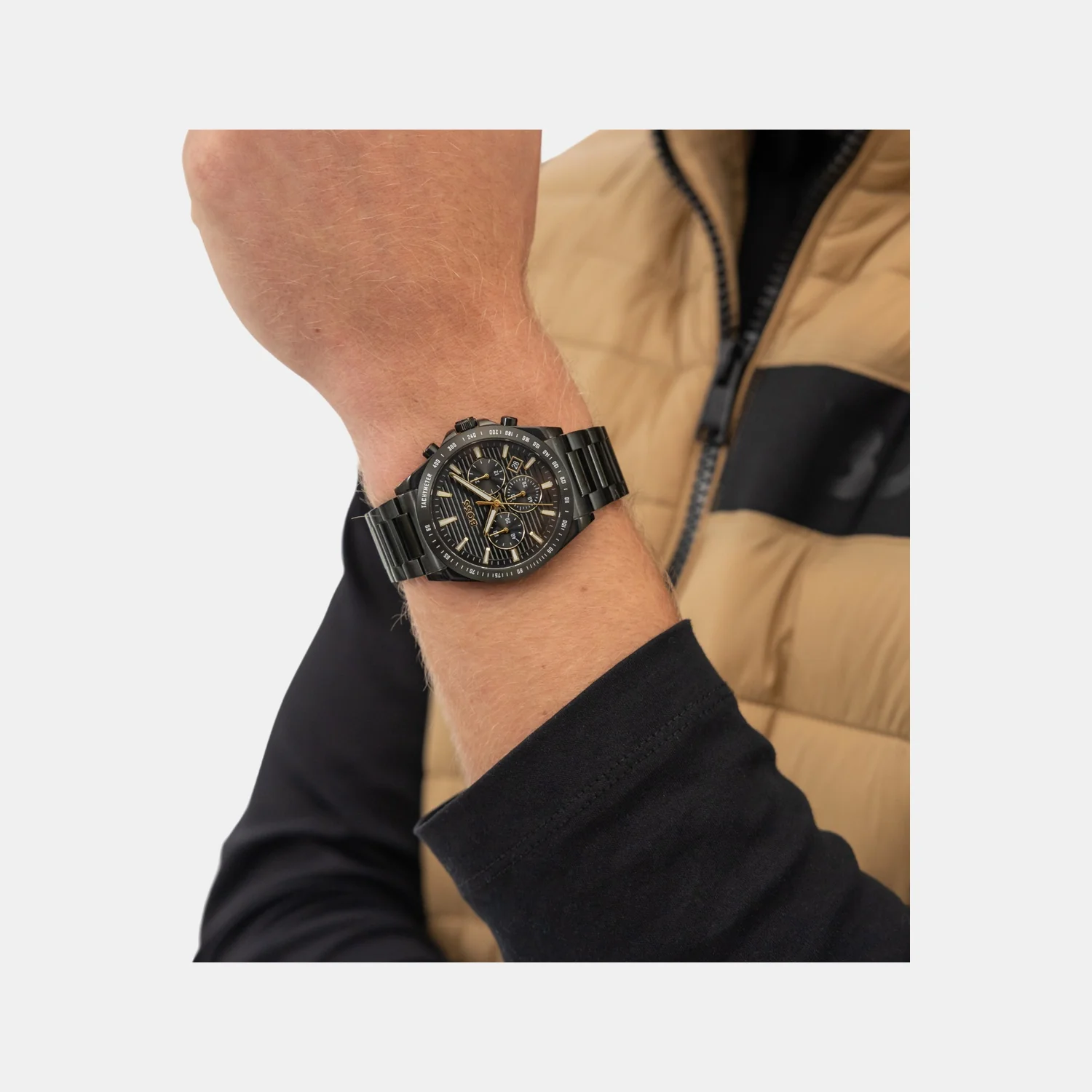Strike Men Quartz Black Dial Chronograph Stainless Steel Watch 1514291 - Image 5