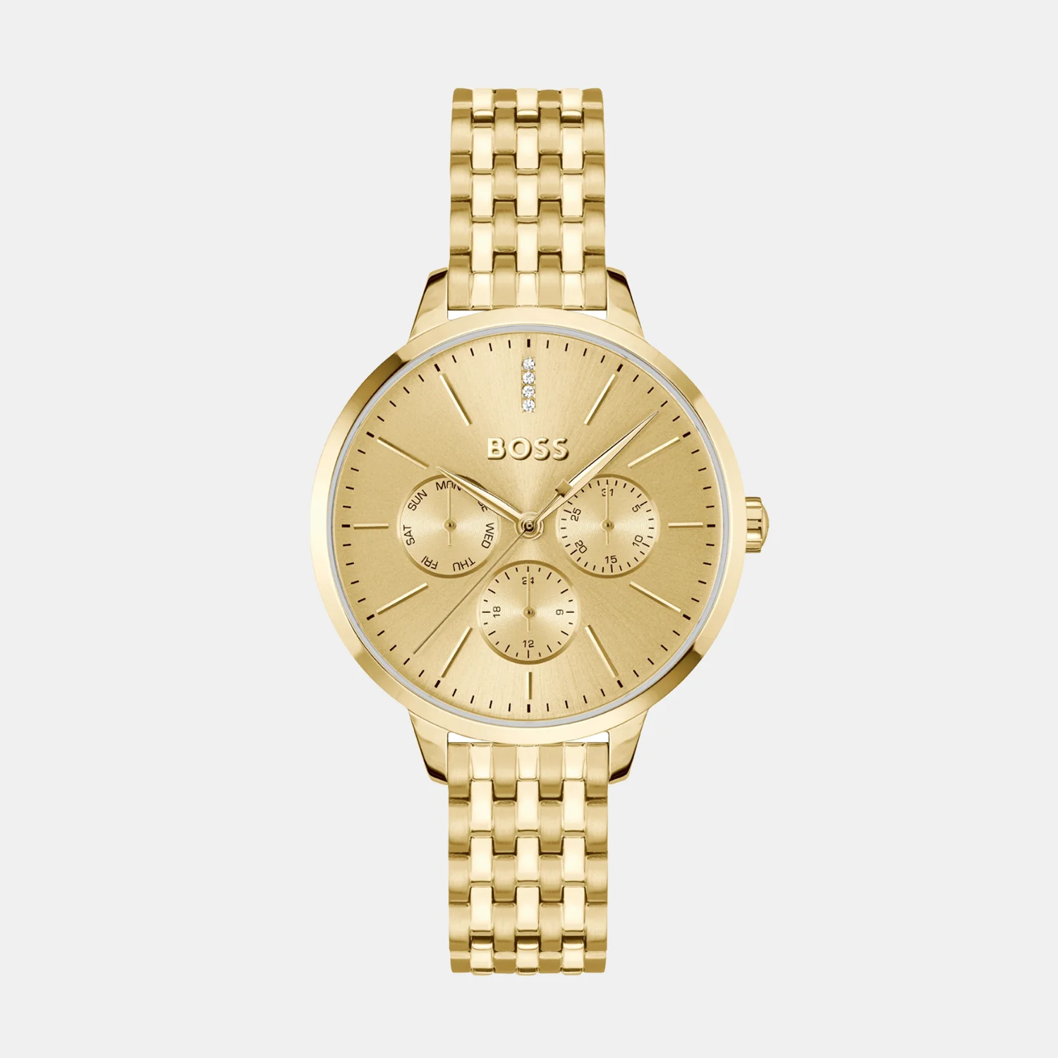 Symphony Le Women Quartz Gold Dial Multi-Function Stainless Steel Watch 1502782