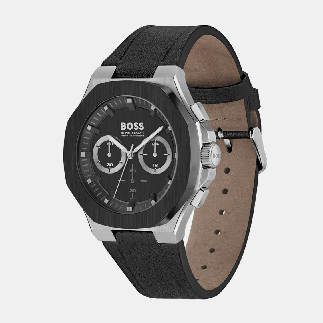 Taper Men Quartz Black Dial Chronograph Leather Watch 1514085 - Image 3