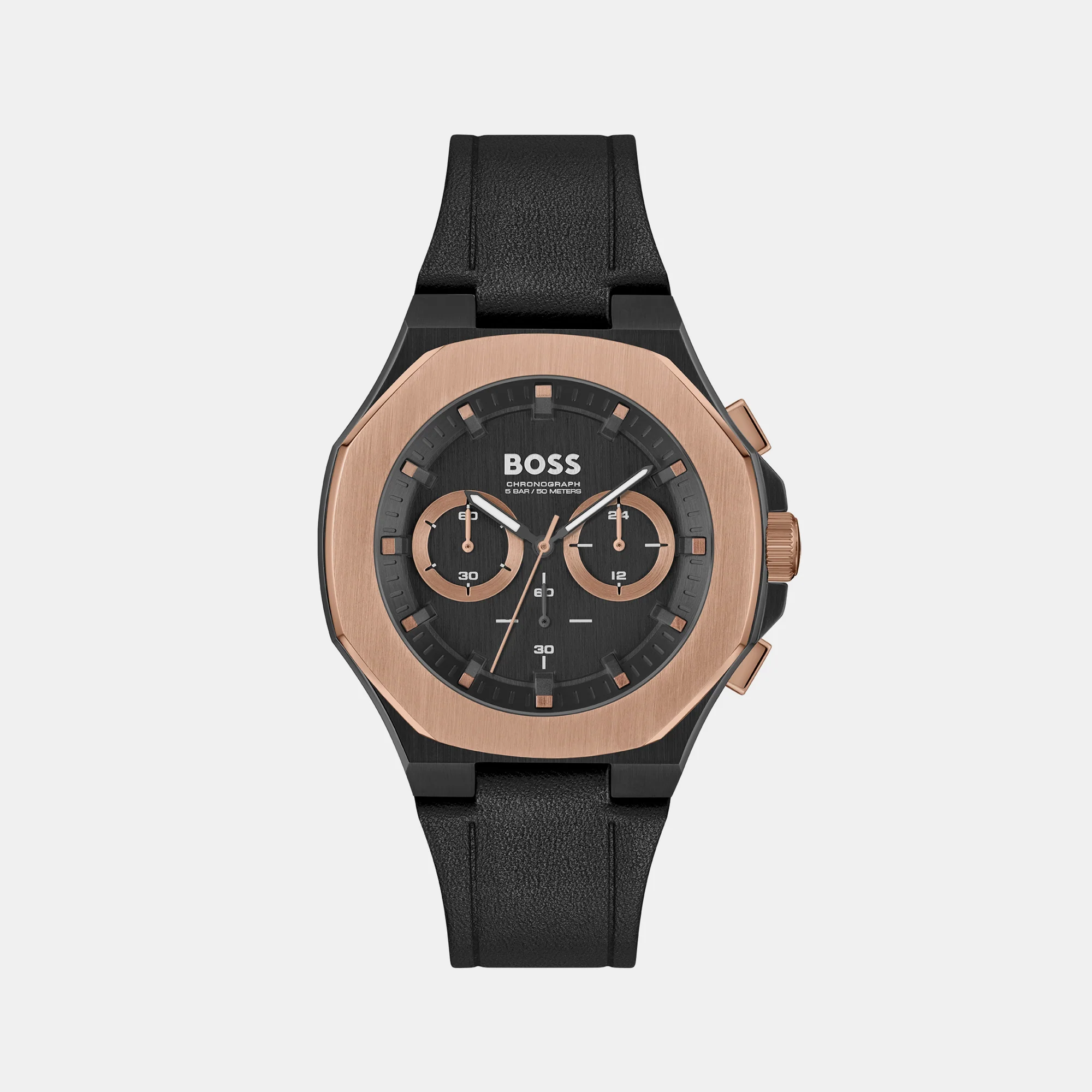 Taper Men Quartz Black Dial Chronograph Leather Watch 1514089