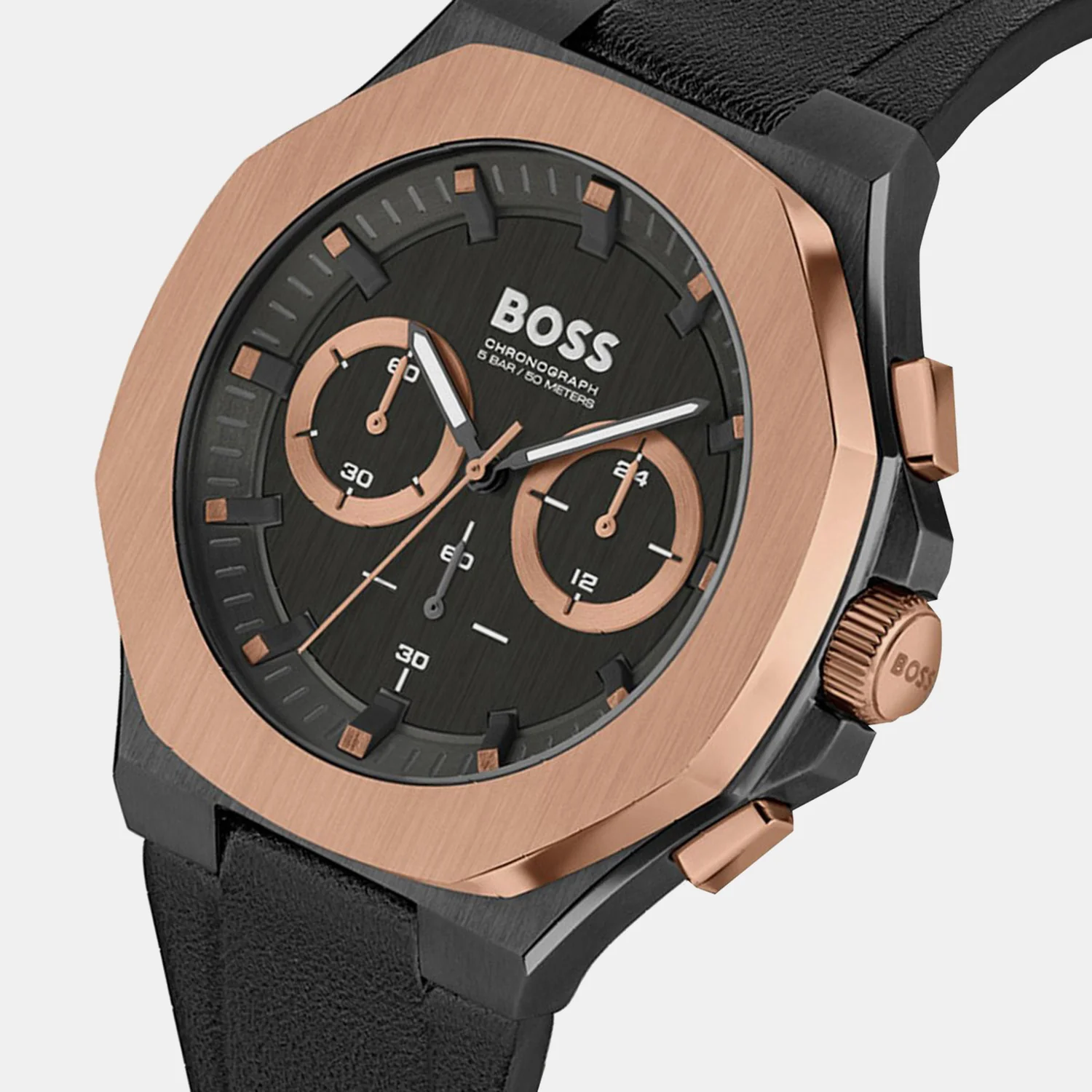 Taper Men Quartz Black Dial Chronograph Leather Watch 1514089 - Image 3