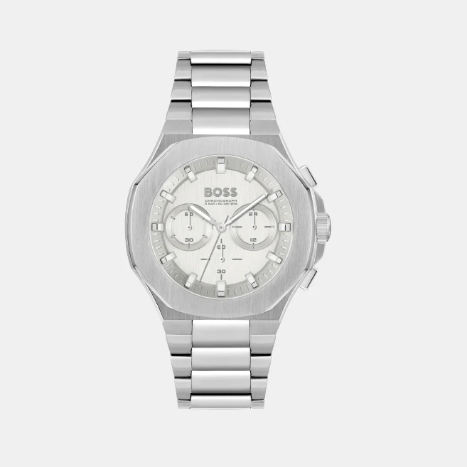 Taper Men Quartz Silver Dial Chronograph Stainless Steel Watch 1514087 - Image 2