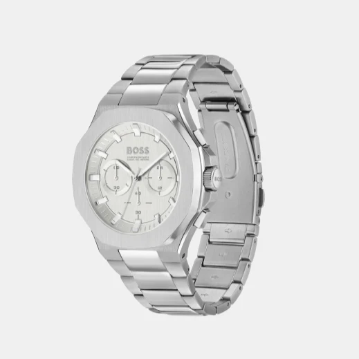 Taper Men Quartz Silver Dial Chronograph Stainless Steel Watch 1514087 - Image 4
