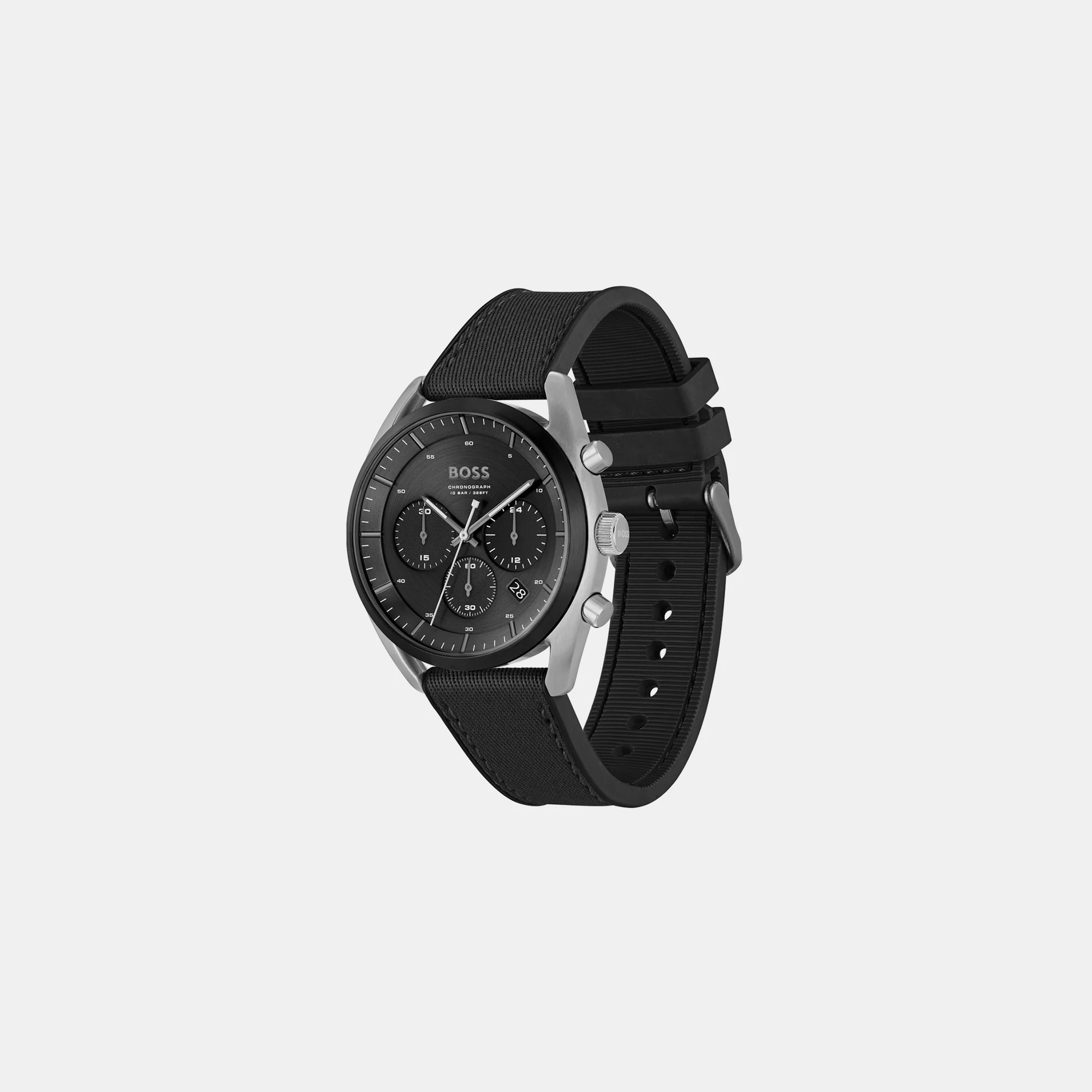 Top Men Quartz Black Dial Chronograph Silicone Watch 1514091 - Image 3