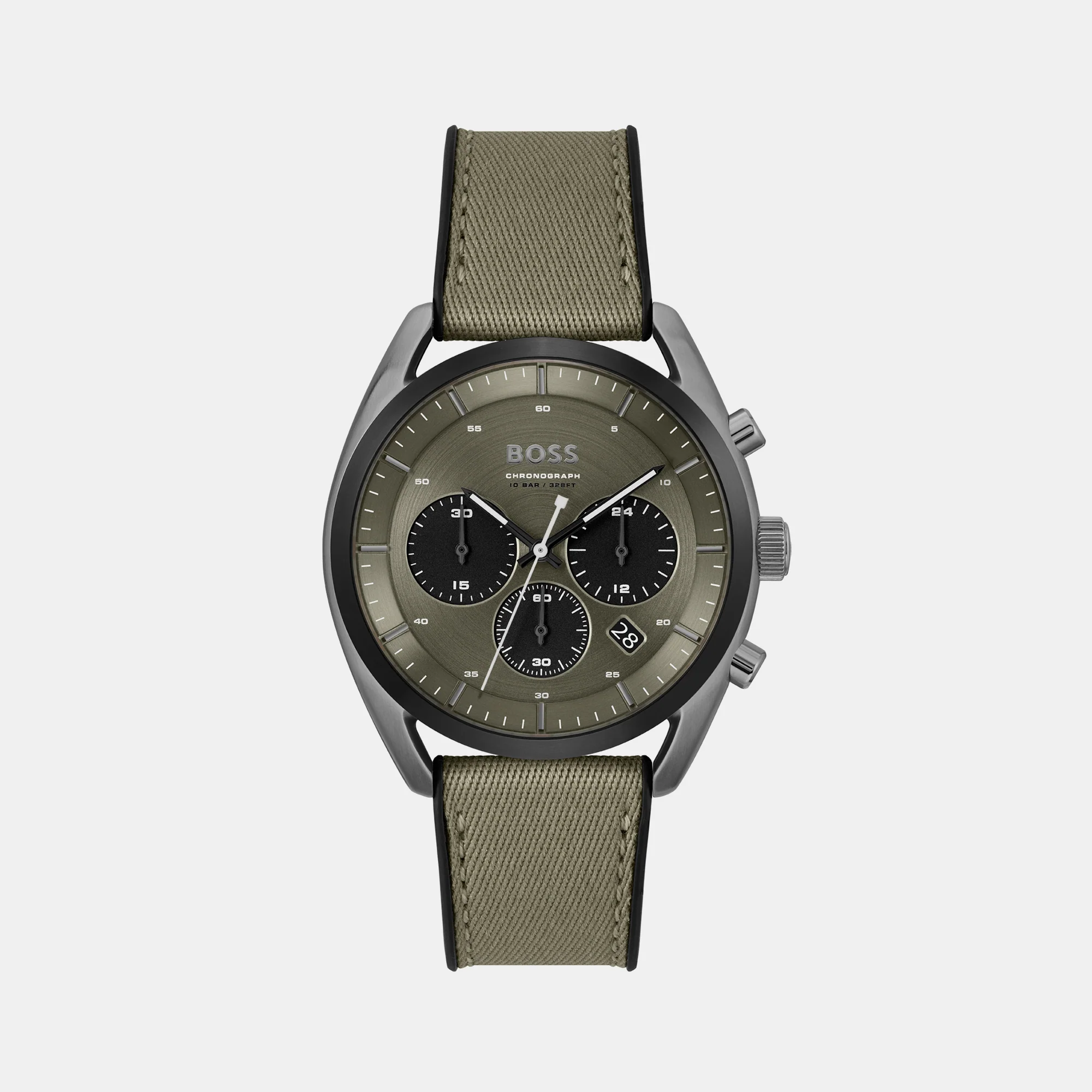 Top Men Quartz Green Dial Chronograph Leather Watch 1514092