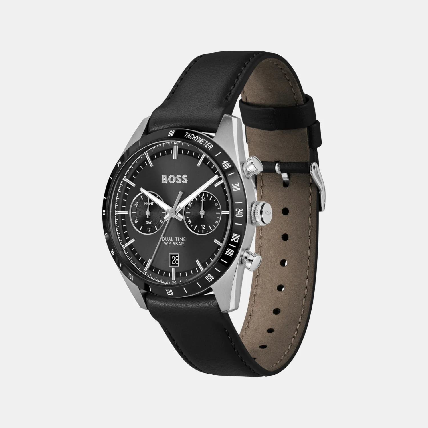 Tourmaster Men Quartz Black Dial Multi-Function Leather Watch 1514284 - Image 2