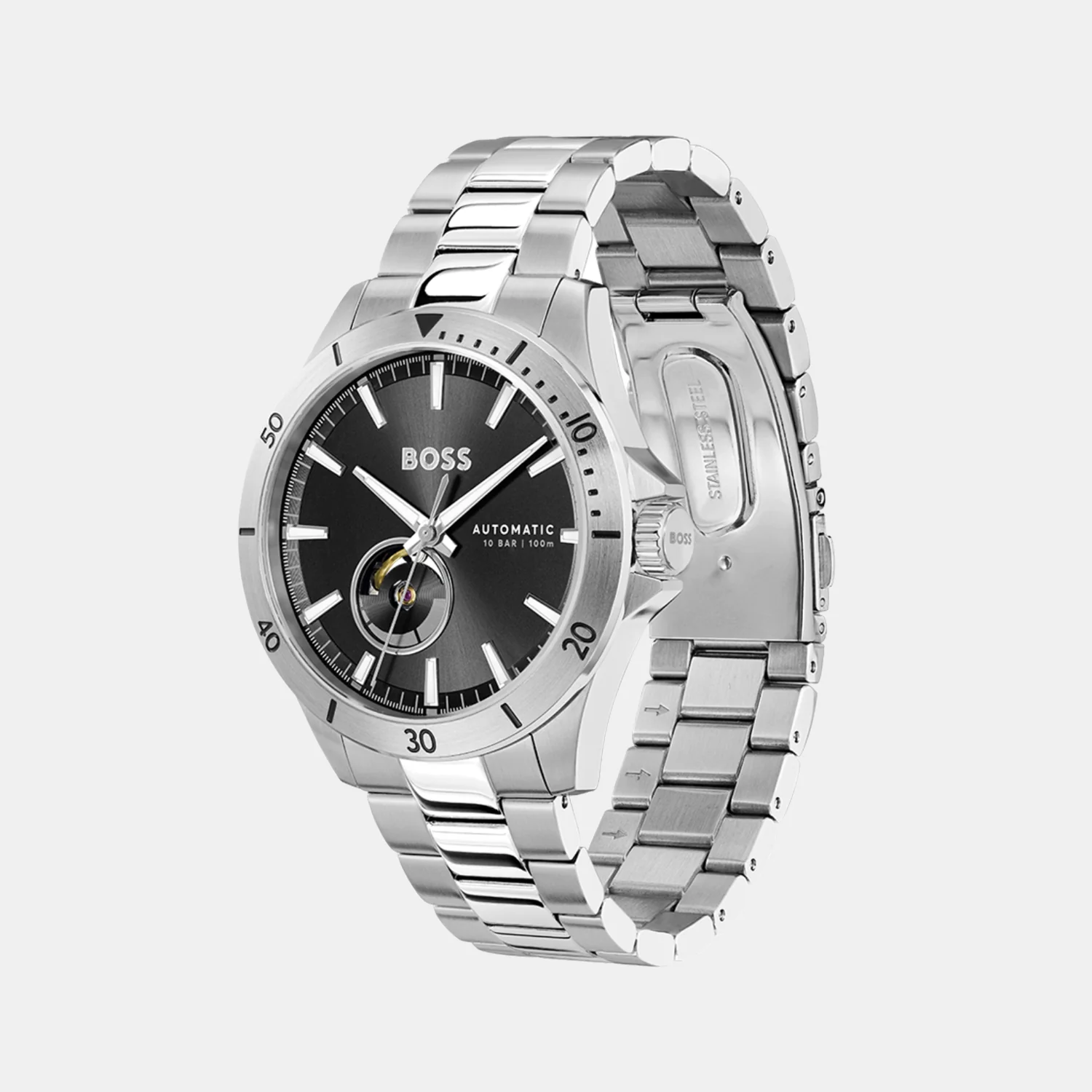 Troper Men Automatic Black Dial Analog Stainless Steel Watch 1514202 - Image 2
