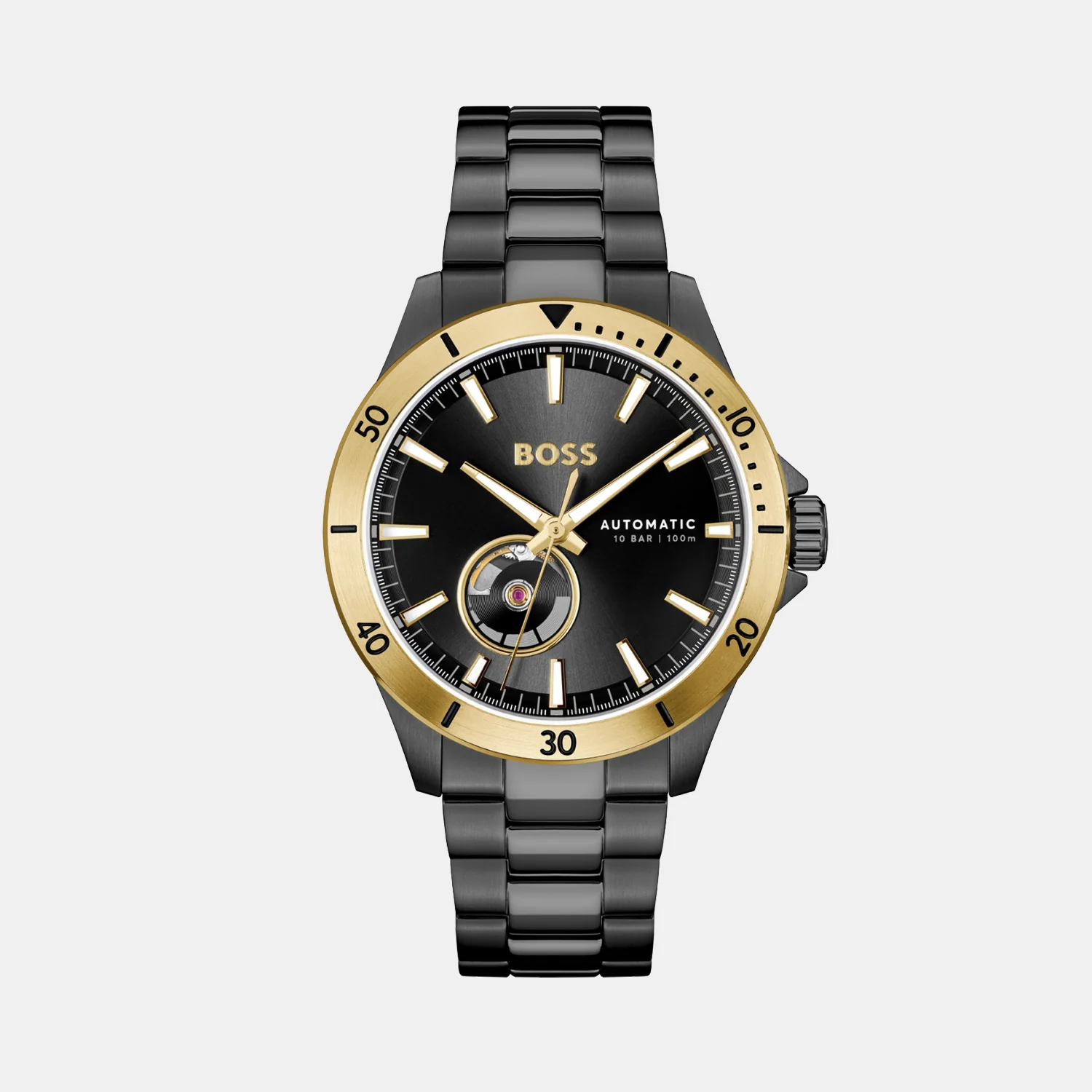 Troper Men Automatic Black Dial Analog Stainless Steel Watch 1514203