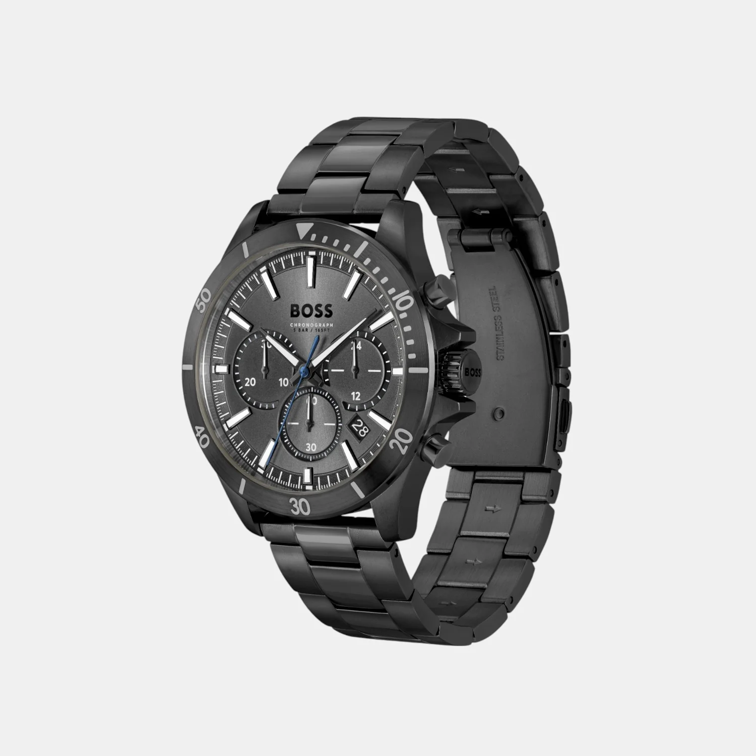 Troper Men Quartz Black Dial Chronograph Stainless Steel Watch 1514058 - Image 2