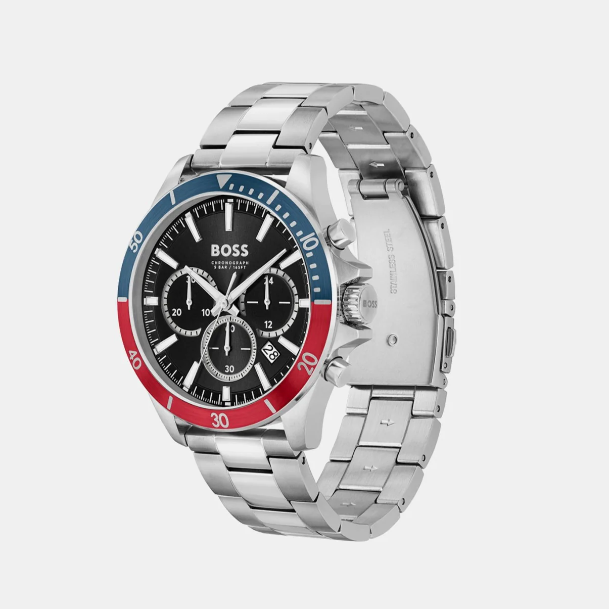 Troper Men Quartz Black Dial Chronograph Stainless Steel Watch 1514108 - Image 3