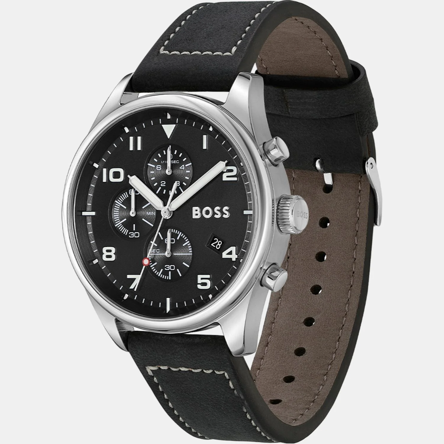 View Men Quartz Black Dial Analog Leather Watch 1513987 - Image 2