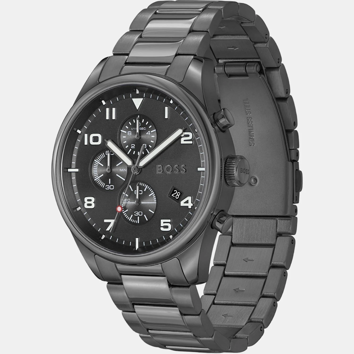 View Men Quartz Black Dial Chronograph Stainless Steel Watch 1513991 - Image 2